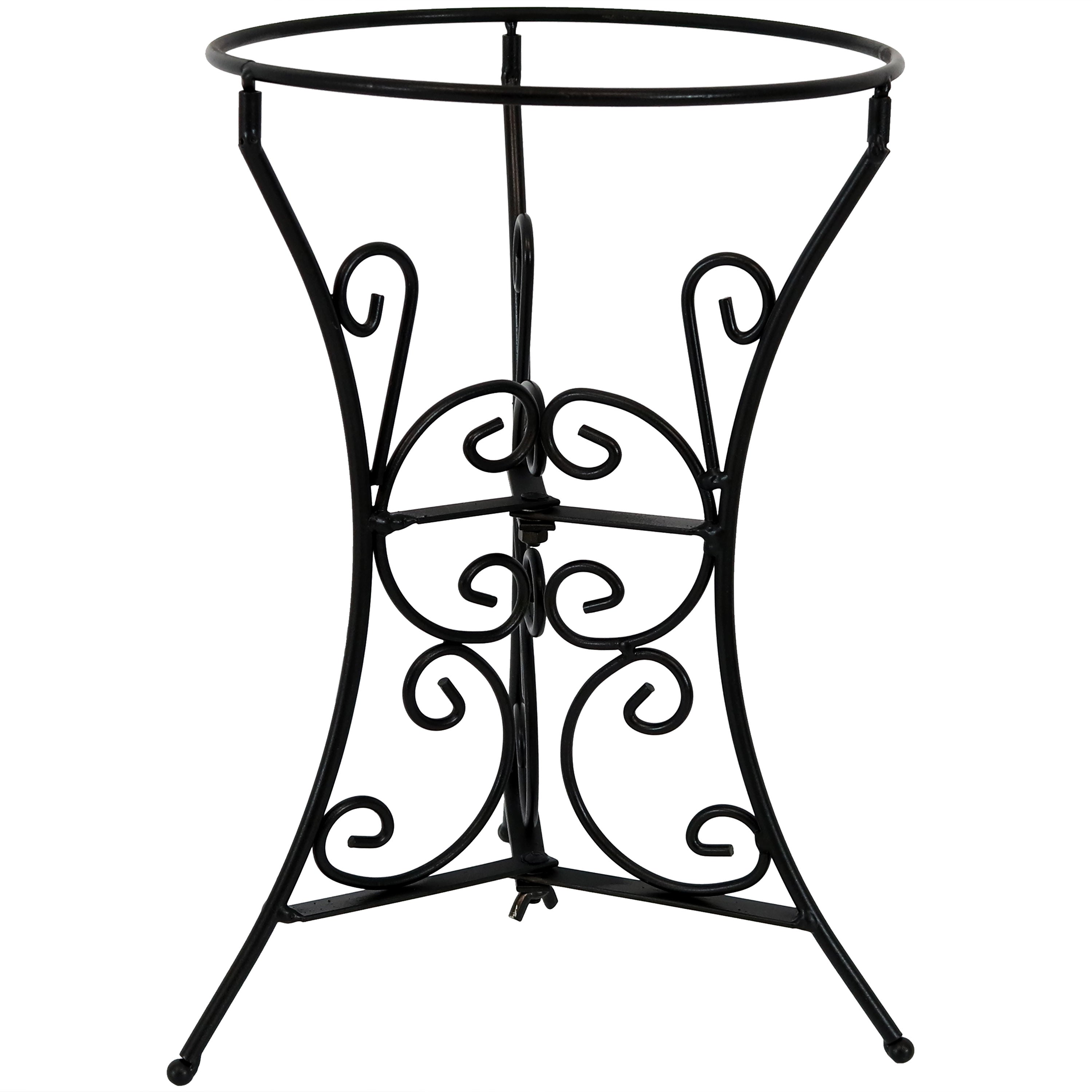 Black Steel Decorative Scroll Outdoor Gazing Ball Stand - 11