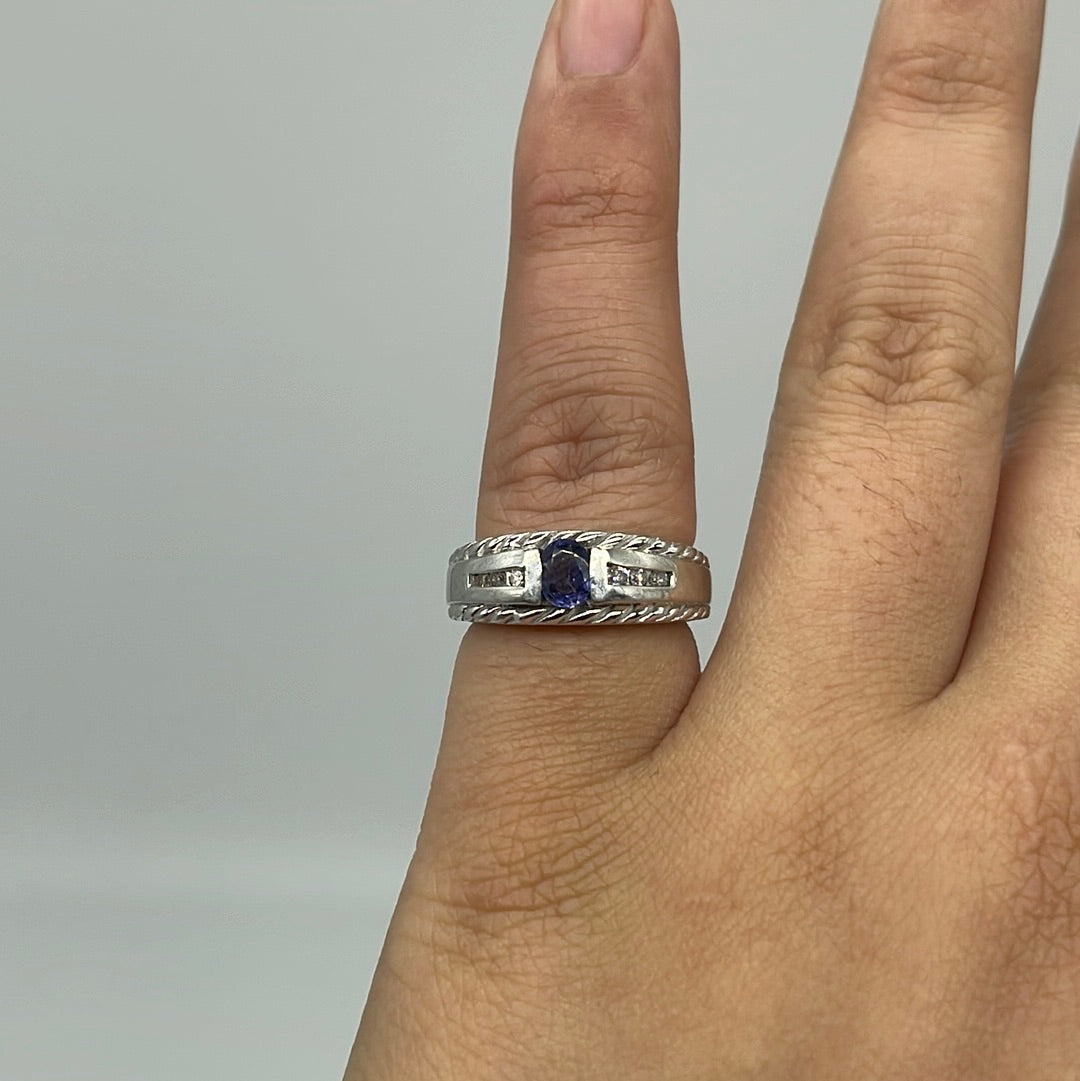 Exquisite Twist Detailed Tanzanite & Diamond Ring | 0.12 Carat Total Weight | Size 5.5 | Elegant Jewelry for Engagement, Anniversary & Special Occasions