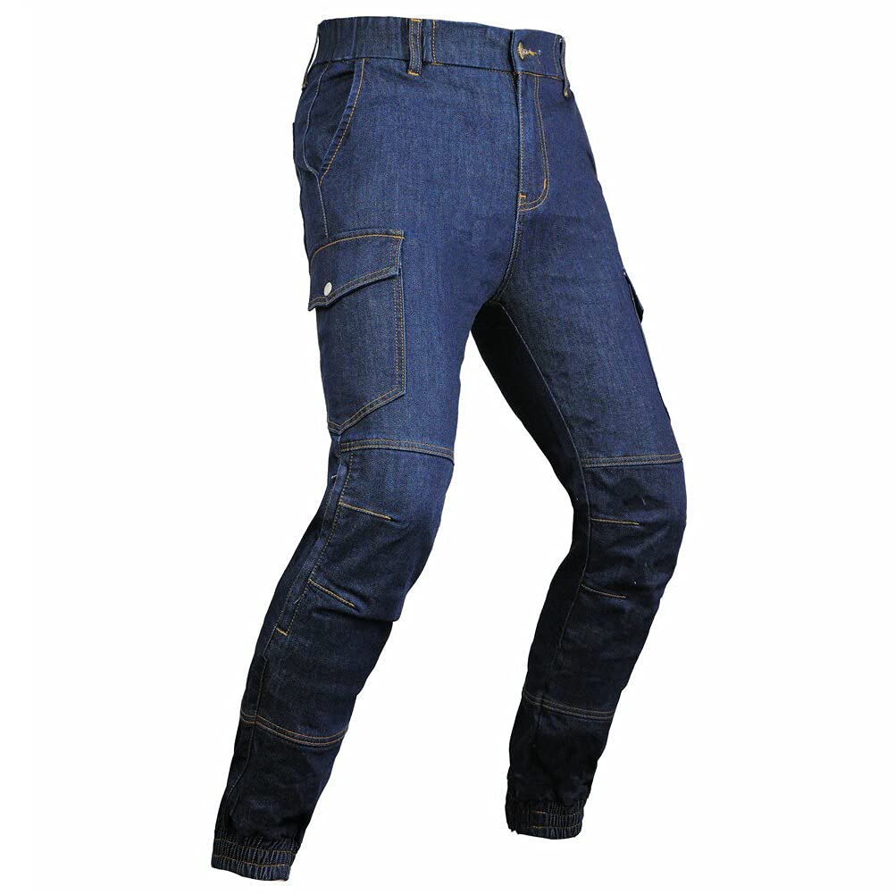 Motorcycle Riding Pants - Denim Jeans with Silica Gel Knee & Hip Armor Pads - Durable Protective Gear for Street & Off-Road Biking - Replacement Safety Equipment for Riders