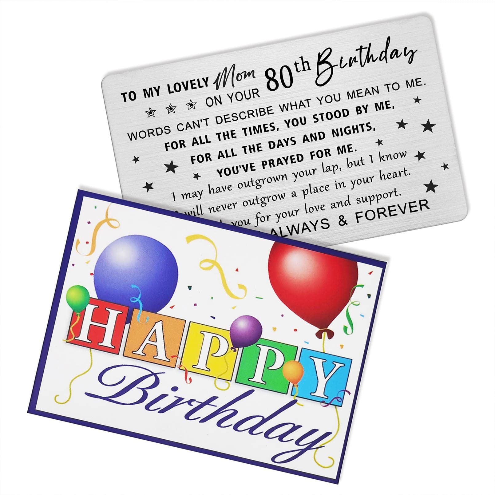 Elegant DEGASKEN 80th Birthday Card for Mom - Personalized Engraved Wallet Card - Thoughtful 80th Birthday Gift for Women - Perfect for Birthday Decorations, Parties & Special Celebrations
