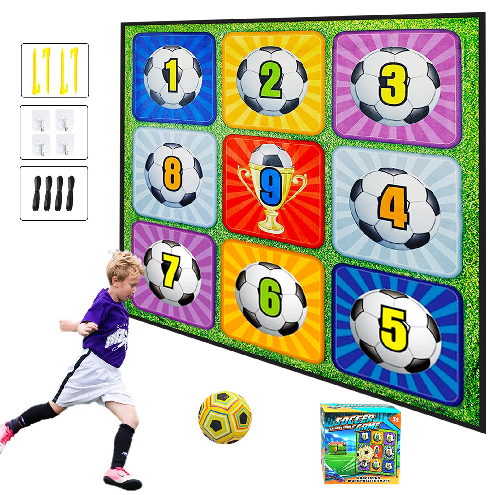 Enjoyfly Soccer Ball Game Mat Set - Outdoor & Indoor Play Equipment for Kids, Mini Soccer Toys for Backyard, Birthday & Christmas Gifts for Boys (59 x 59 Inches) - Perfect for Family Fun, Backyard Parties, and Youth Soccer Training