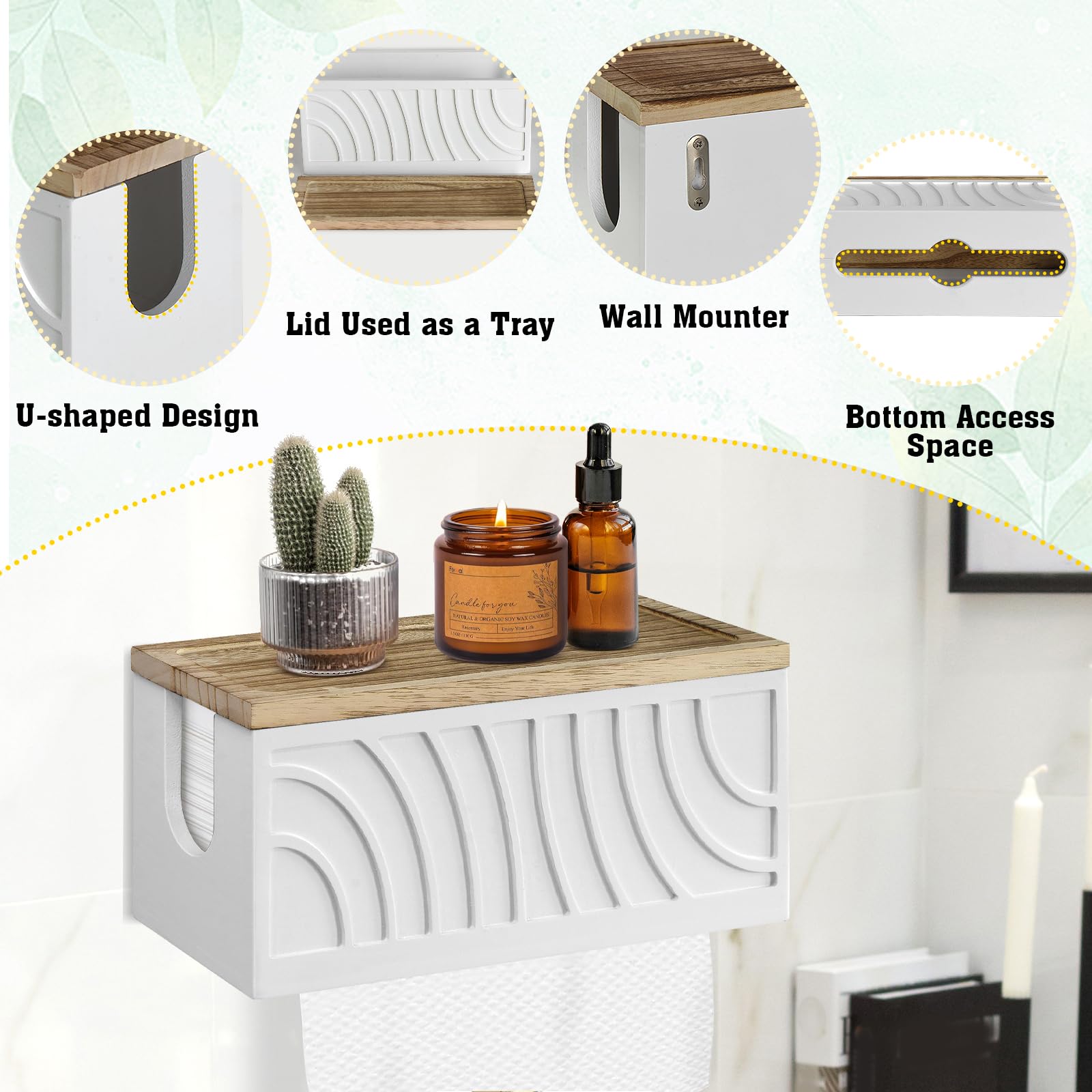 Wall Mount Paper Towel Dispenser - Wooden Trifold Hand Towel Holder with Lid for C-Fold & Z-Fold Towels | Commercial & Home Kitchen, Bathroom, Restaurant Use