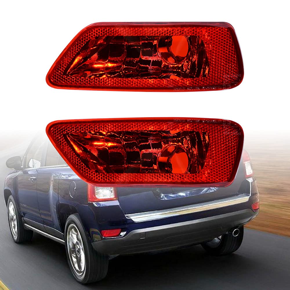 AstraDepot Pair of Rear Bumper Reflector Housing Replacement for Jeep Compass & Grand Cherokee WK2 (2011-2016), Dodge Journey (2012-2019) - Enhance Night Visibility & Safety