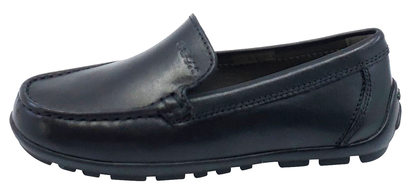 Geox Jr Boys Black Premium Leather Slip-On Moccasins - Comfortable & Stylish Casual Shoes for School, Play & Everyday Wear