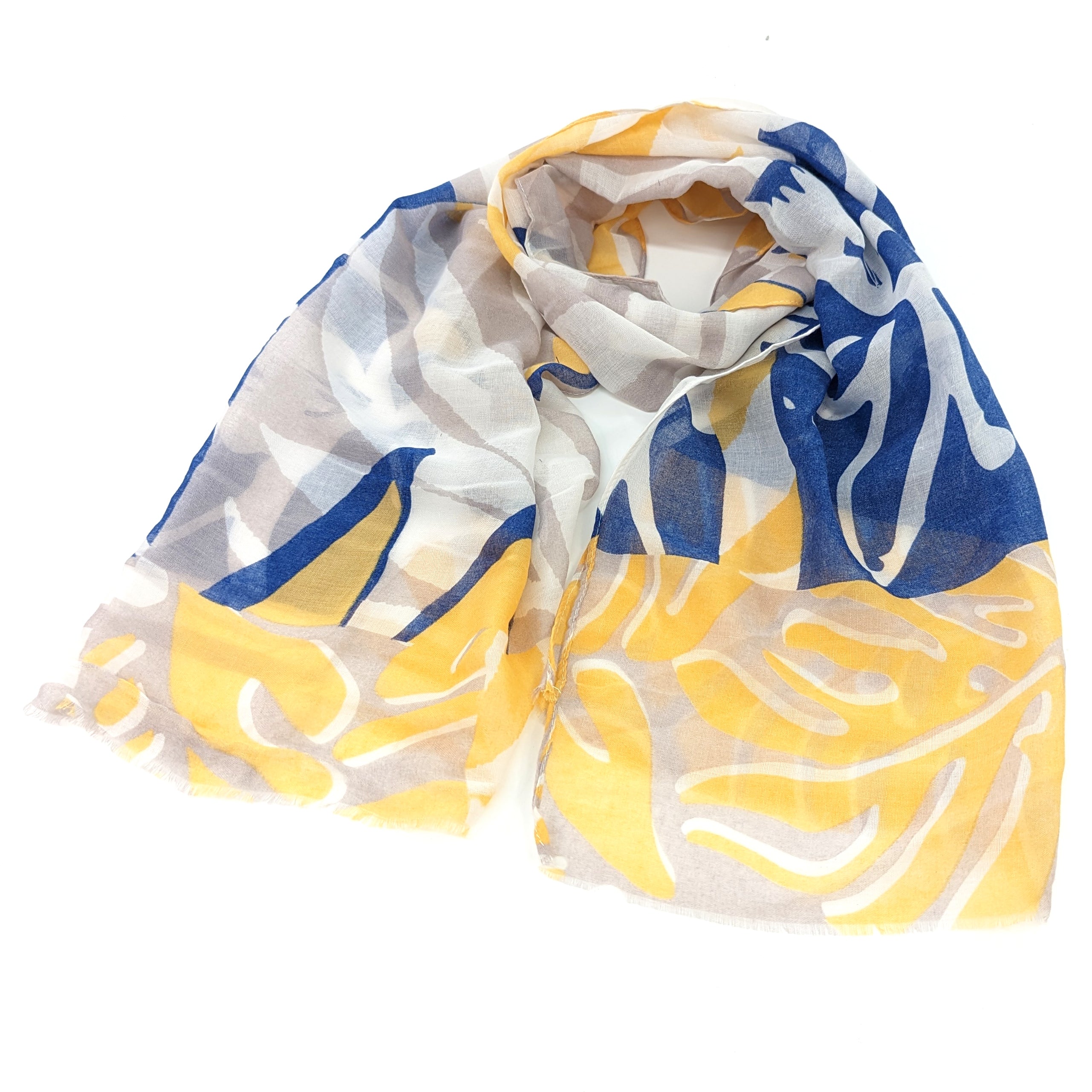 Abstract Lines & Leaves Pattern Scarf - Lightweight Fashion Accessory for Women - Perfect for Fall, Winter & Spring Outfits