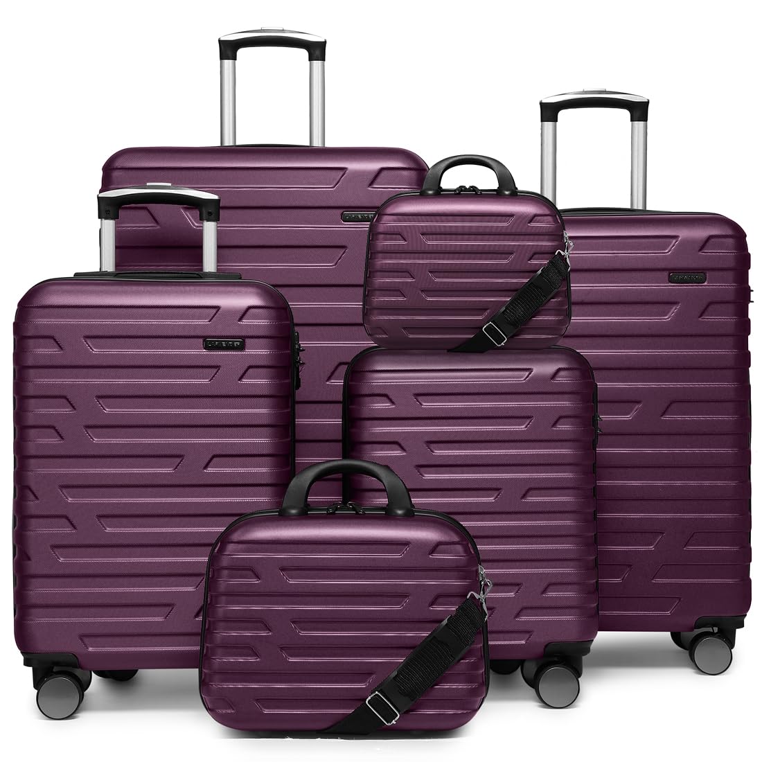 6-Piece Lavender Hardside Expandable Luggage Set with TSA Lock & Wheels - Lightweight Travel Suitcase for Women Includes 2 Cosmetic Cases (Purple) - Perfect for Air Travel, Vacations & Business Trips