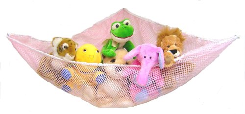 Starting Small Super Storage Hammock - Pink & White Organizer for Bedroom, Nursery, or Dorm Room | Space-Saving Hanging Storage Solution for Toys, Blankets & Clothes