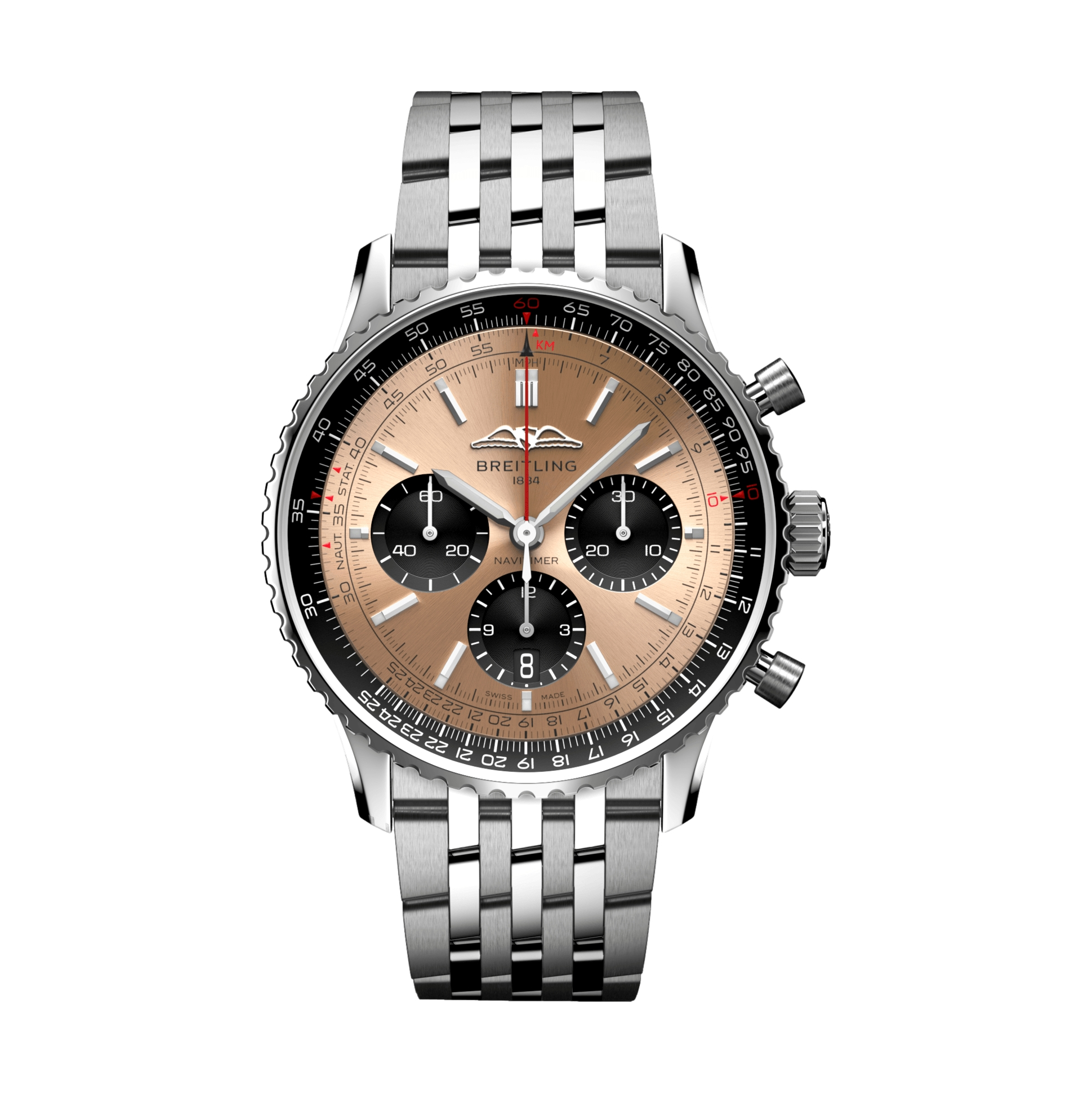 Breitling Navitimer B01 Chronograph 43mm Copper Dial Men's Watch with Stainless Steel Bracelet - Perfect for Business Meetings, Formal Events & Luxury Watch Collectors