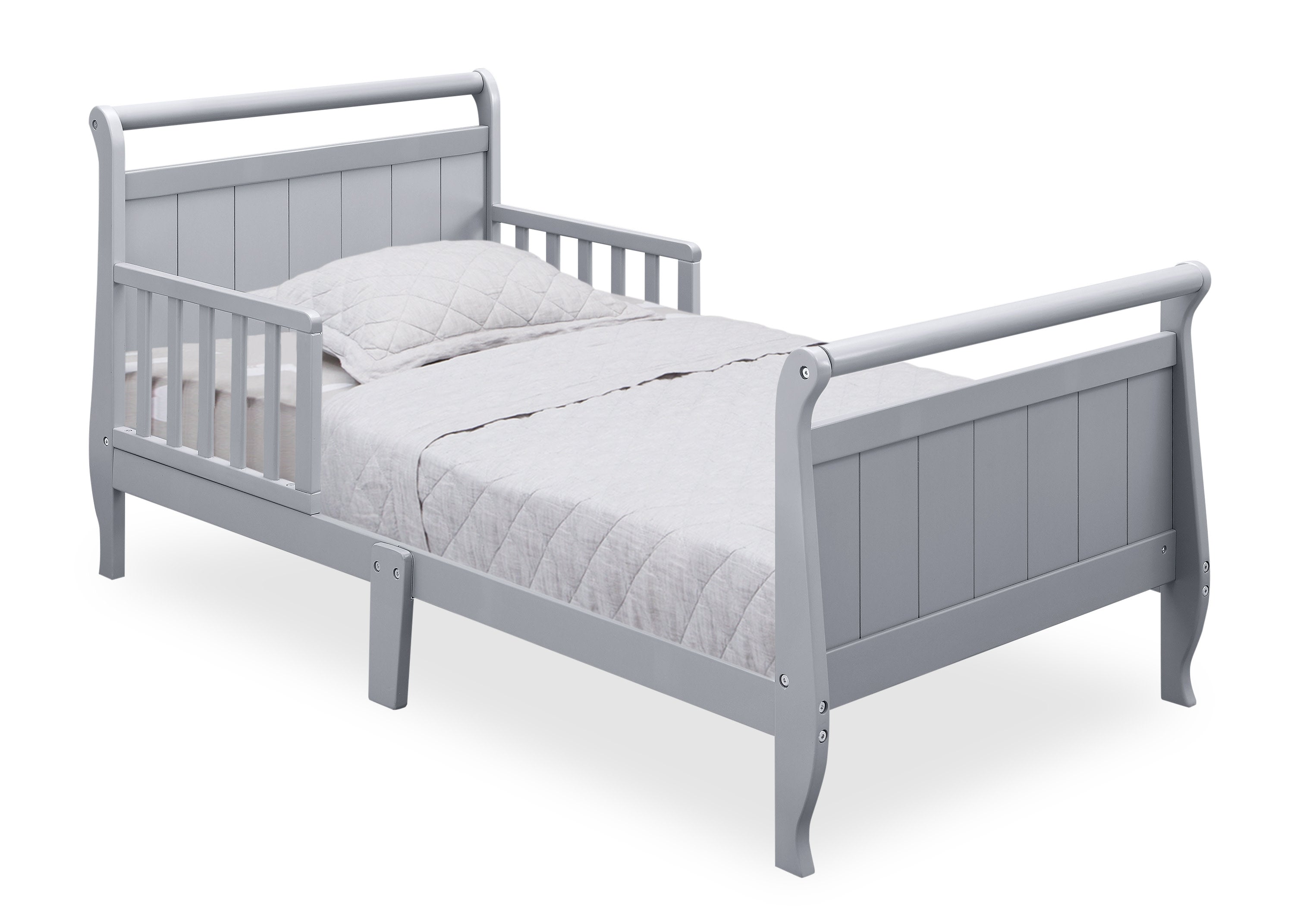Wooden Sleigh Toddler Bed for Kids - Rustic Nursery Furniture for Boys & Girls - Perfect for Bedrooms, Daycare Centers, and Cozy Sleep Spaces