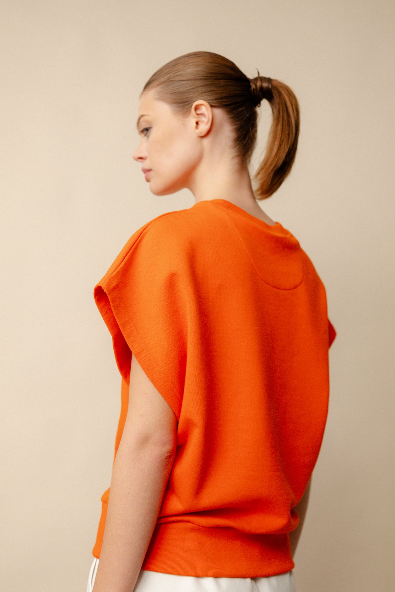 Eco-Friendly Women's Sleeveless Sweatshirt - Flame Red | Plastic-Free Casual Wear for Summer, Gym & Outdoor Activities