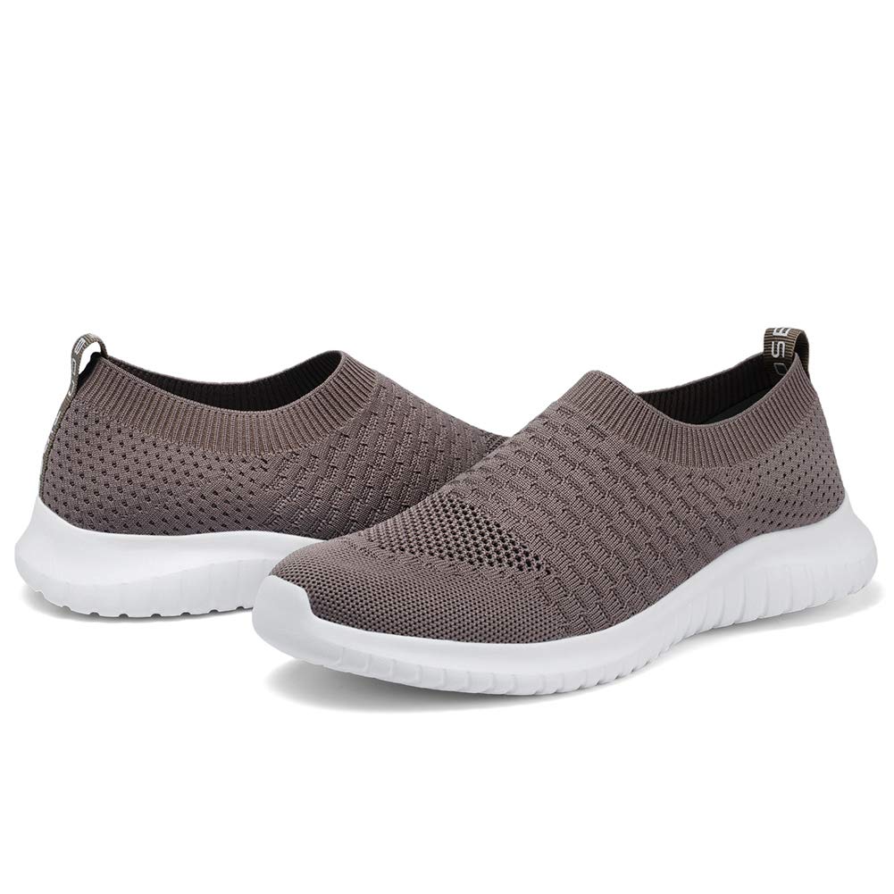 TIOSEBON Men's Slip-On Walking Shoes - Breathable Knit Mesh Tennis Sneakers for Men - Lightweight Comfortable Casual Shoes for Walking, Running & Gym Workouts