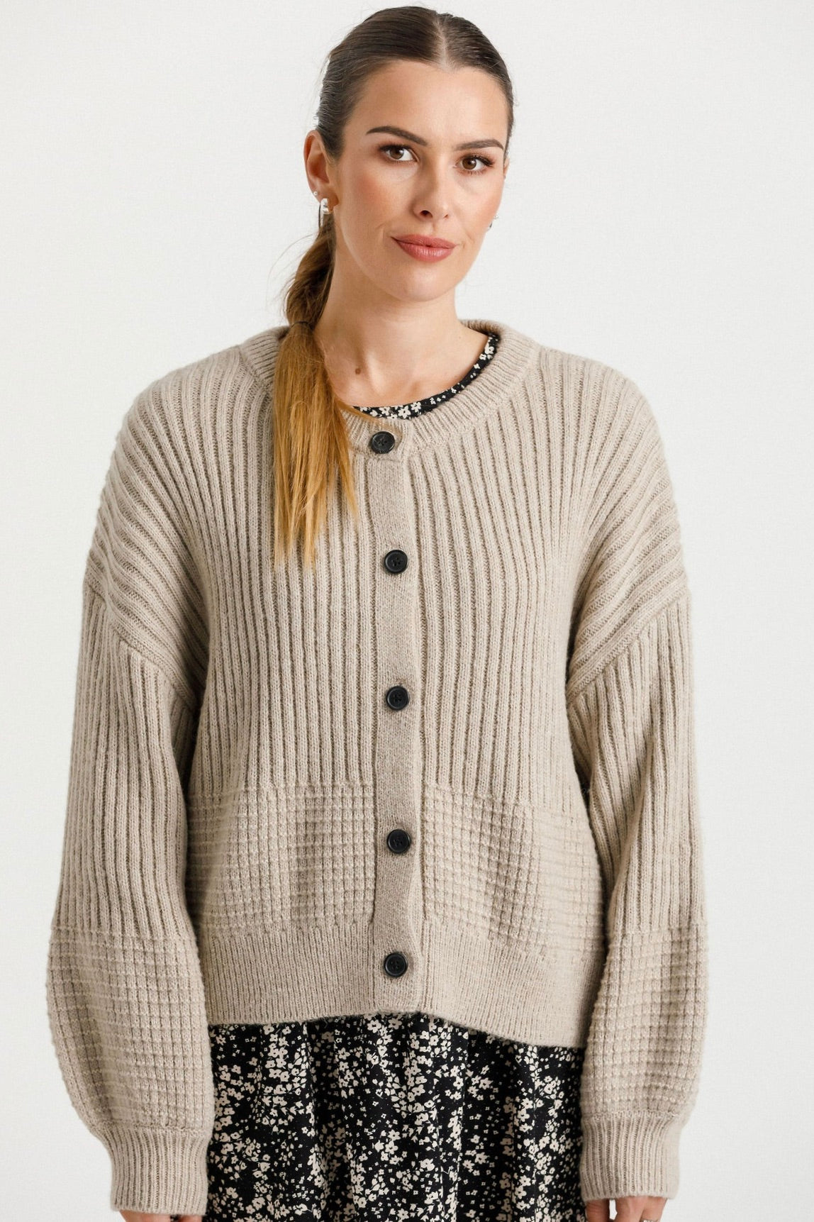 Flo Oatmeal Knit Cardigan - Soft Women's Sweater for Fall & Winter | Cozy Office Wear & Casual Outfits