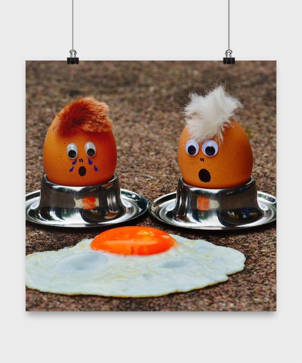 SpreadPassion Vegan Funny Egg Poster - Unique 14x14 Wall Art for Kitchen Decor, Vegan Gifts & Humorous Home Decor - Perfect for Vegan Lovers, Funny Housewarming Gift & Kitchen Wall Art