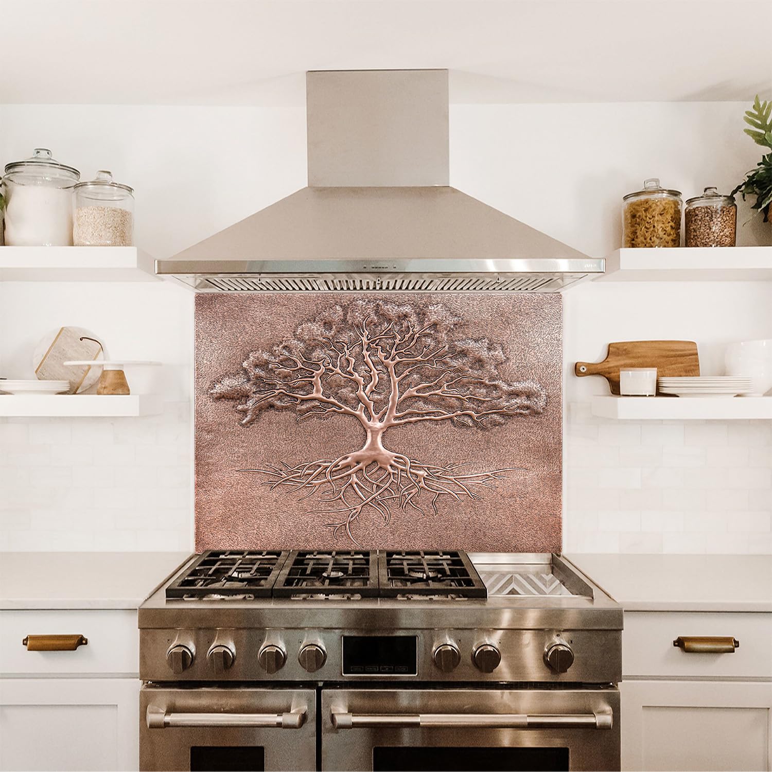 Handmade Copper Backsplash Tile - Custom Tree with Roots Design for Kitchen Backsplash, Indoor & Outdoor Wall Decor | Perfect for Rustic, Farmhouse, and Modern Home Décor