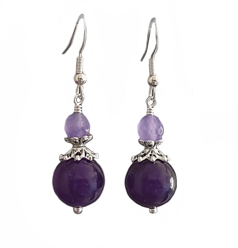 Handmade Purple Earrings for Women - Tibetan Silver 925 Sterling Hooks with Gift Box | Boho Chic Jewelry for Parties, Weddings & Everyday Wear