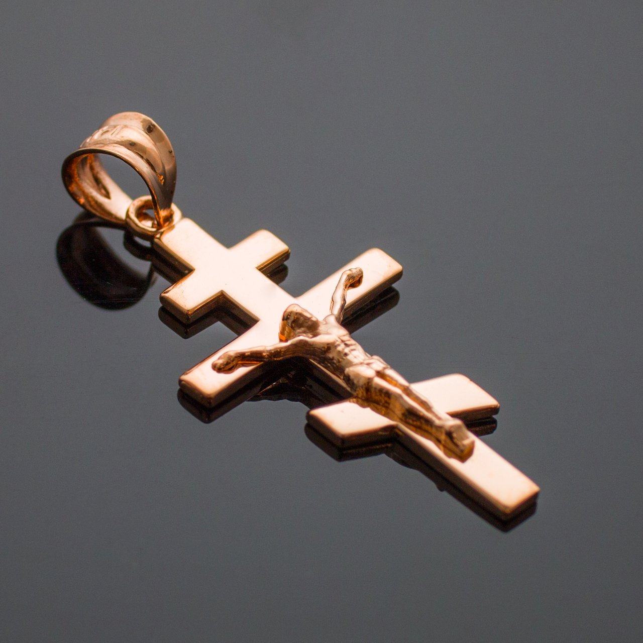 10K Rose Gold Russian Orthodox Crucifix Pendant - Religious Jewelry for Men & Women - Perfect for Baptism, First Communion & Spiritual Gifts