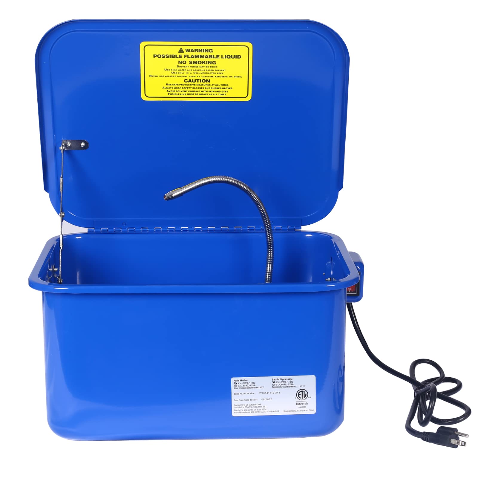 3.5 Gallon Portable Parts Washer with 110V Pump - Benchtop Solvent Tank for Cleaning Automotive Parts, Wheel Bearings, Gears & Carburetors | Compact & Durable Design for Home Garage, Auto Repair Shops & DIY Mechanics