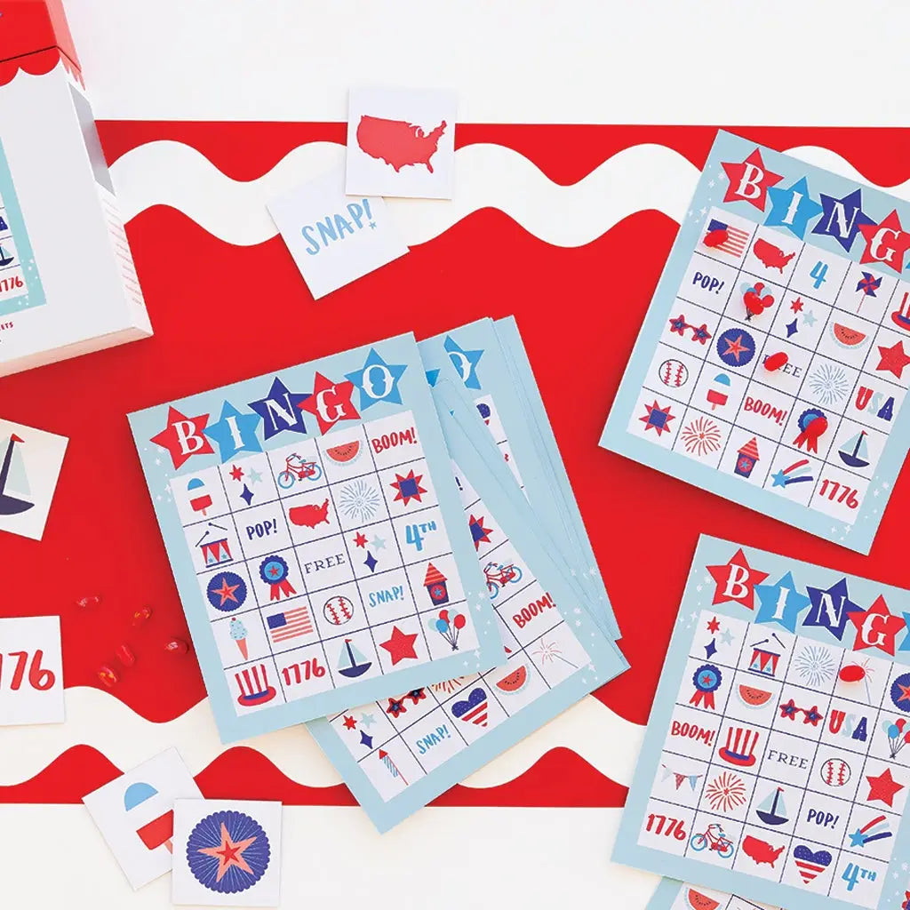 Americana Bingo Game Set - Classic USA Themed Bingo Cards for Family Game Night, Parties & Classroom Activities