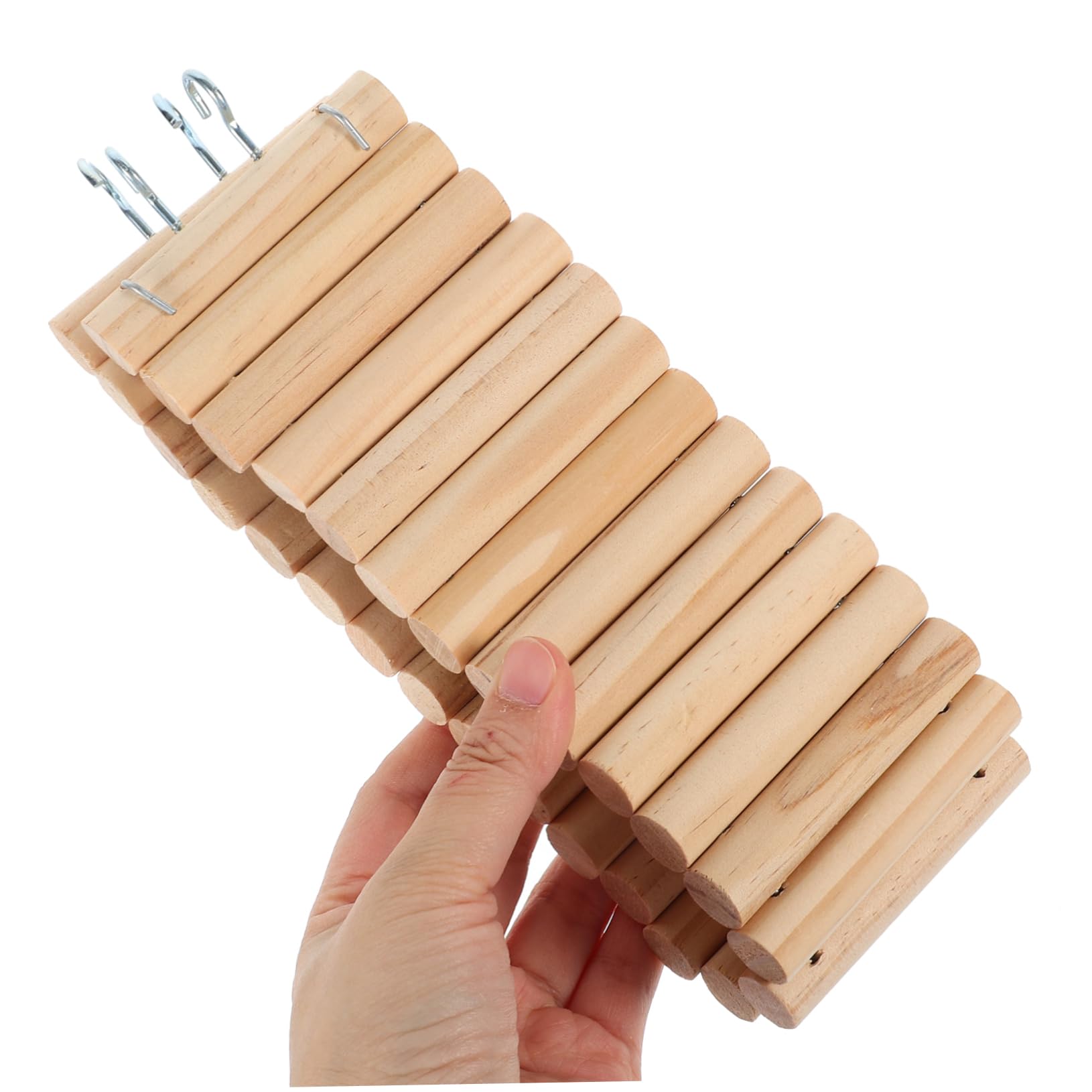 1pc Wooden Hamster Ladder Toy - Natural Wood Climbing Bridge for Small Pets, Chewable Suspension Bridge for Hamsters & Birds - Perfect for Cage Climbing & Playtime Activities