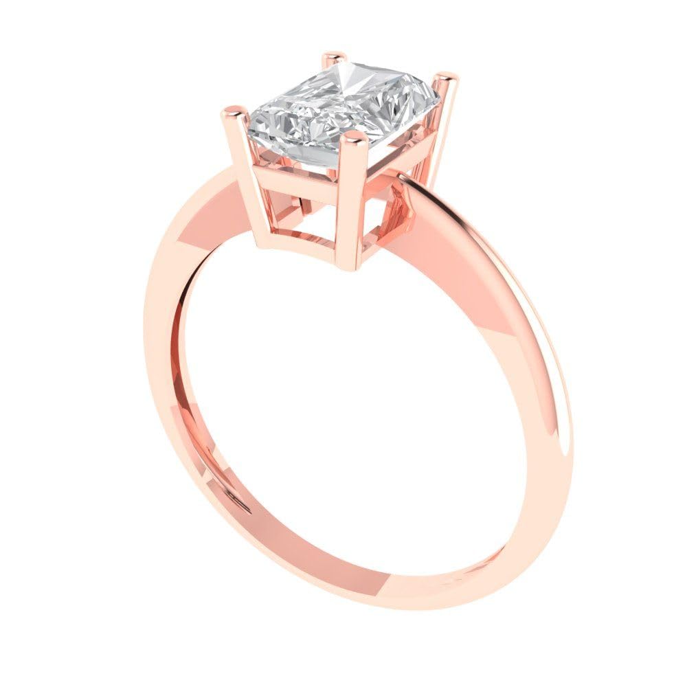 0.9ct Radiant Cut Lab-Created White Sapphire Engagement Ring in 14K Rose Gold - Elegant Art Deco Bridal Jewelry for Weddings, Anniversaries & Special Occasions