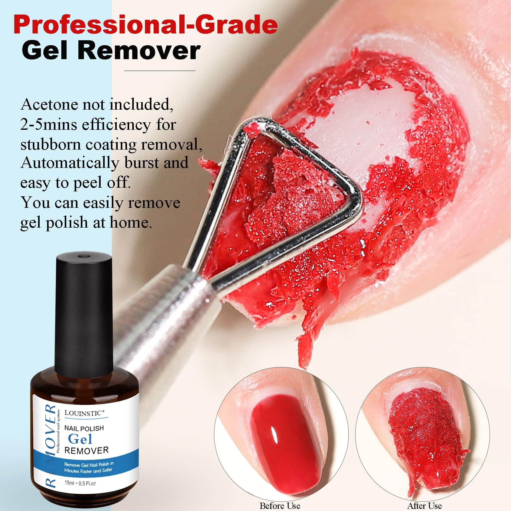 Quick Gel Nail Polish Remover Kit - 3-5 Minutes with Cuticle Oil & Tape for Salon & Home Use