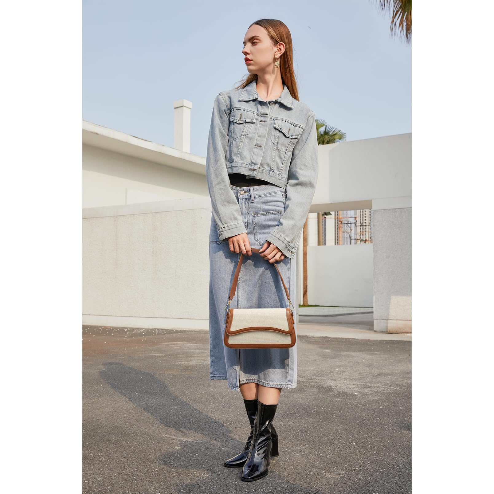 Telena Vegan Leather Shoulder Bag for Women - Crossbody Purse with 2 Removable Straps | Fashionable Handbag for Work, Travel & Everyday Use