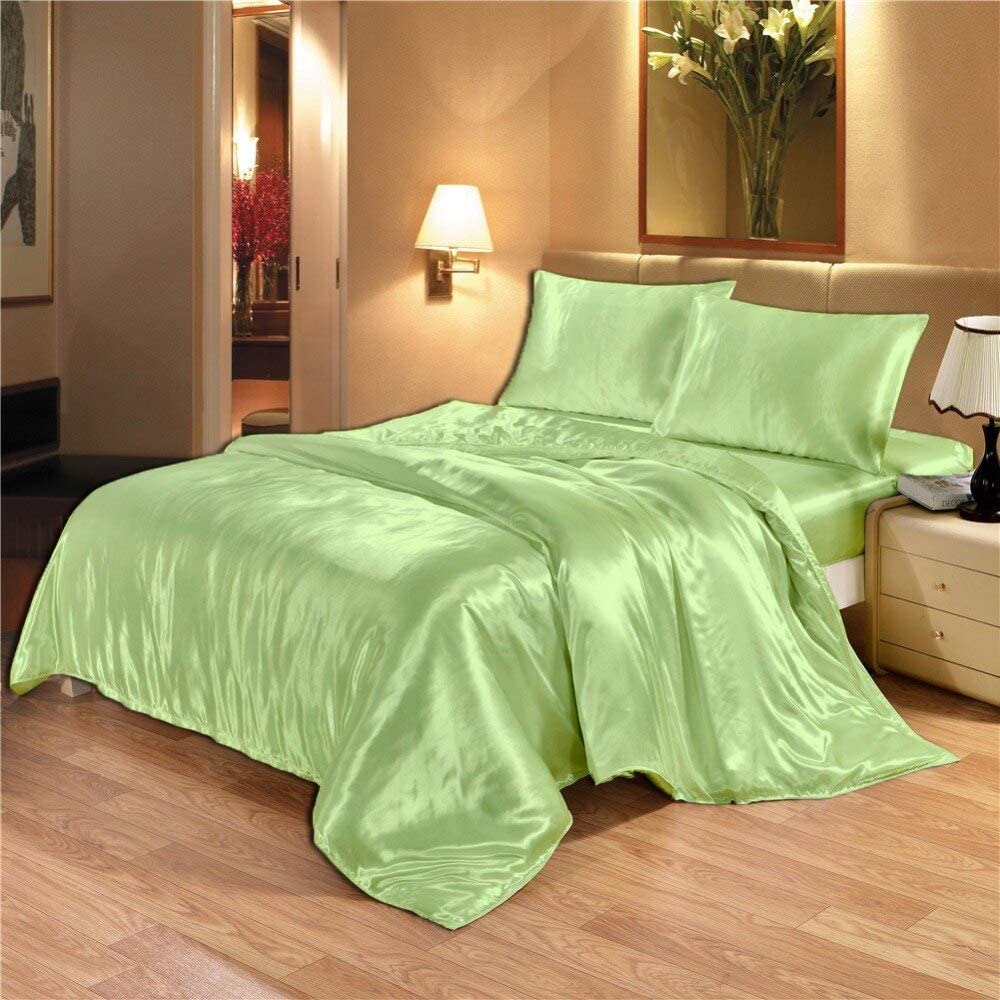 Luxury 100% Satin Silk Sheet Set - Super Soft & Easy Care - Full XL Size with Deep Pockets (Fits 10-12