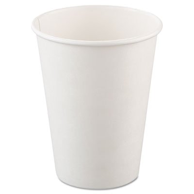 12oz White Single-Sided Poly Paper Hot Cups - 50 Cups per Bag, 20 Bags per Carton - Perfect for Coffee, Tea, and Hot Beverages in Offices, Cafes, and Events