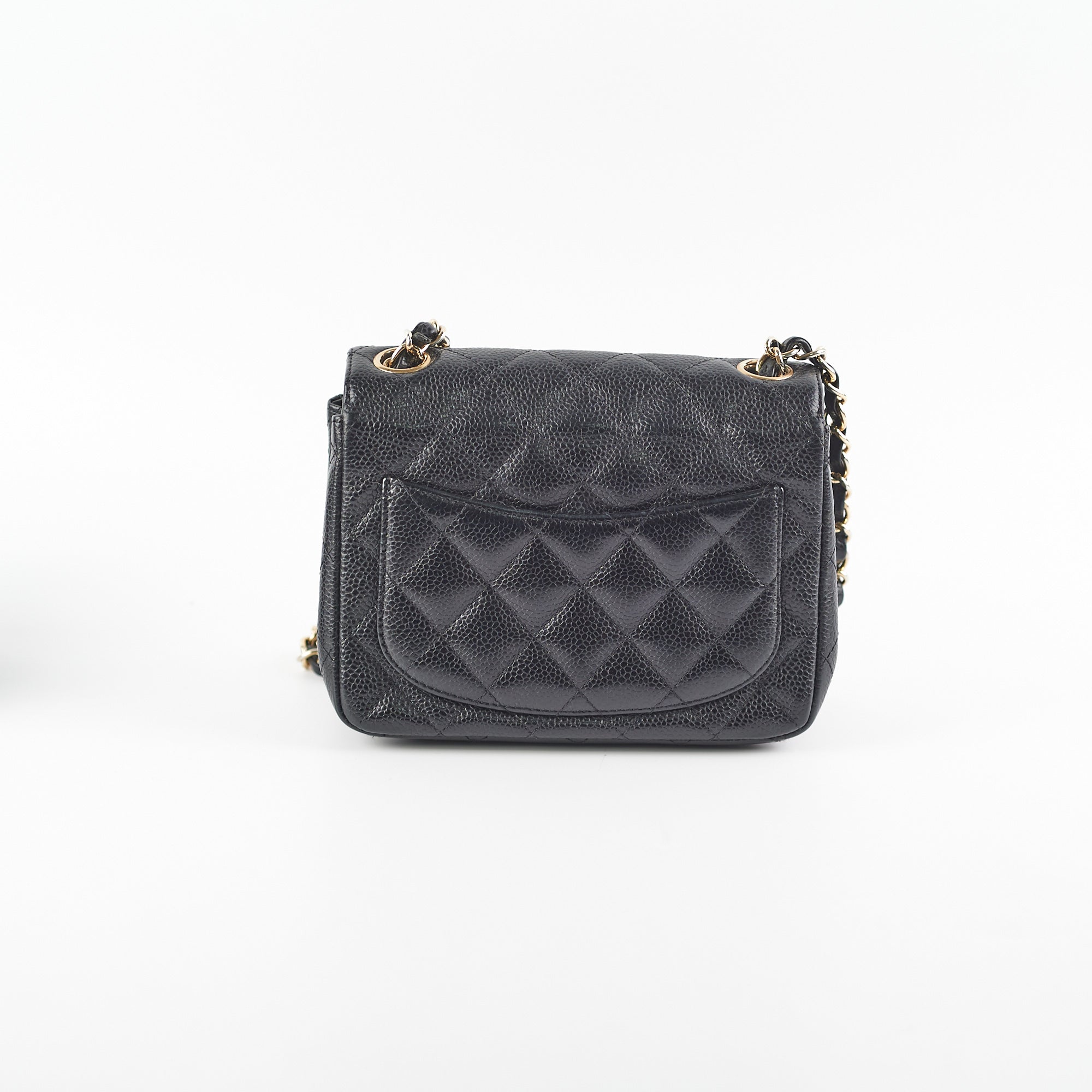 Chanel Mini Square Caviar Leather Crossbody Bag with Gold Hardware in Black - Perfect for Evening Events & Luxury Fashion Accessories
