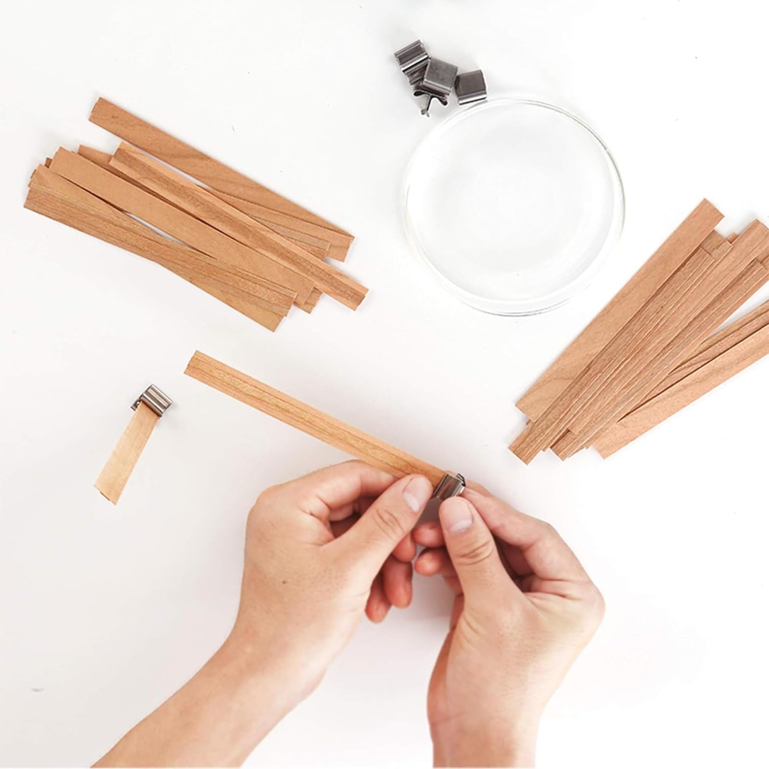 151PCS Wooden Candle Wicks Set with Metal Base - Smokeless Candle Making Kit Includes Black Wick Trimmer & Stickers for DIY Soy Wax Candles - Perfect for Home Decor, Gifts & Aromatherapy