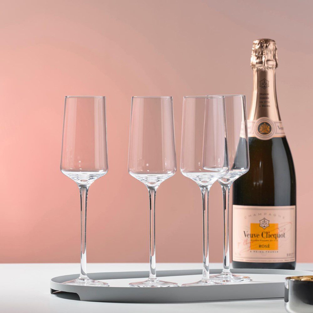 ZONE DENMARK Rocks Champagne Glasses Set of 2 - Elegant Crystal Flutes for Wedding Toasts, Anniversary Celebrations & Romantic Dinners