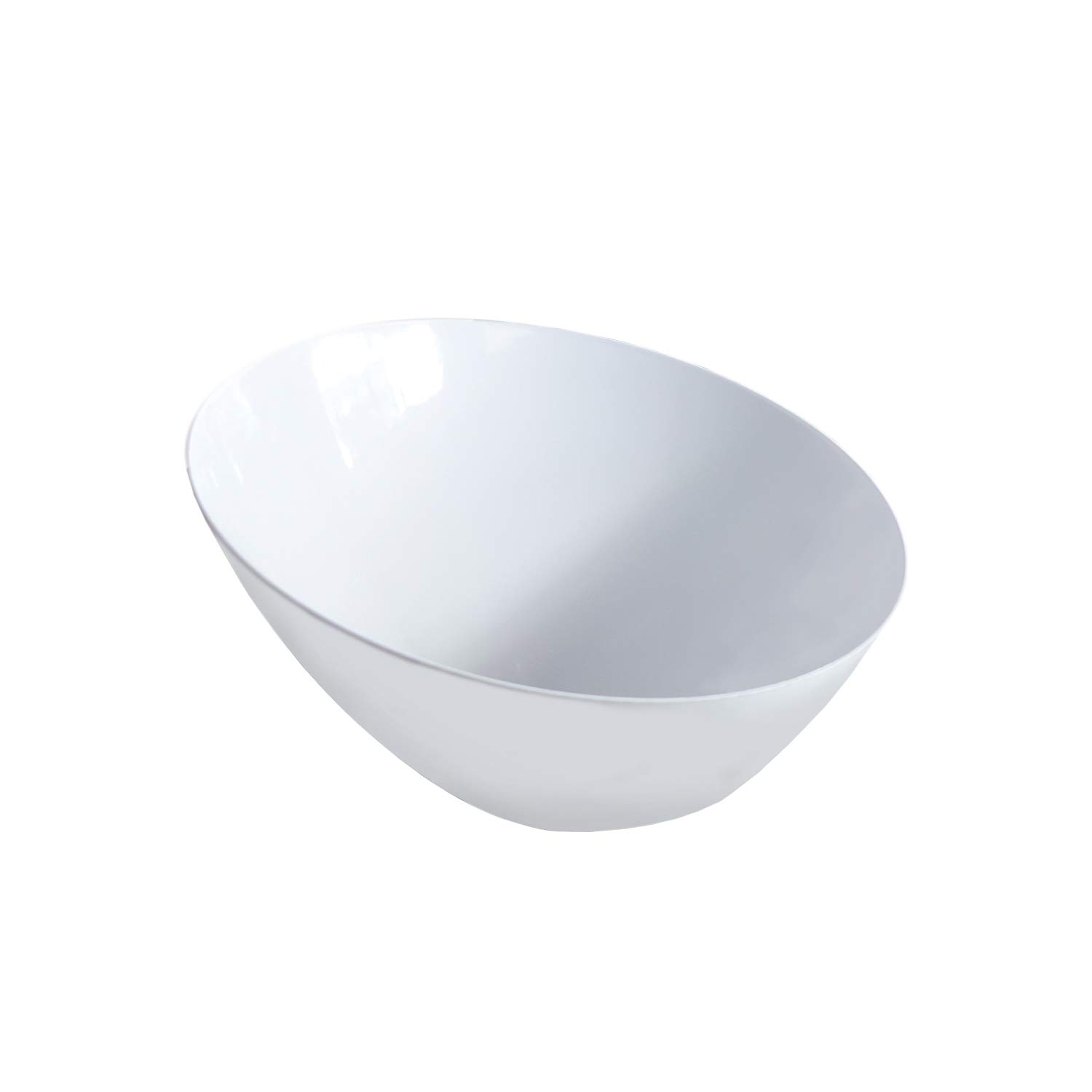 12-Pack White 20 oz Plastic Serving Angle Bowls for Snacks, Appetizers & Salad – Perfect for Parties, Picnics & Catering Events