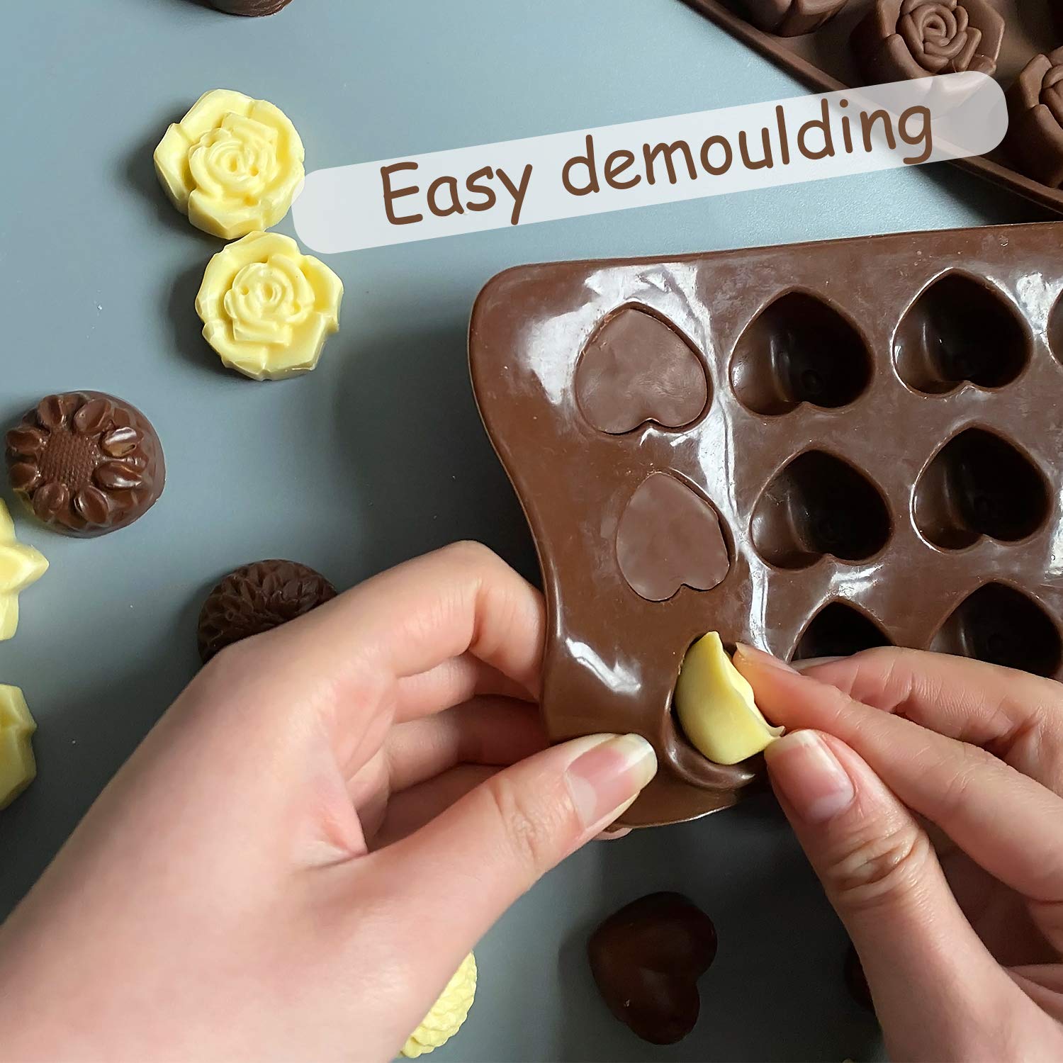 Premium Silicone Chocolate Molds for Baking - Reusable Candy, Cake & Jelly Pudding Molds - Perfect for DIY Desserts, Party Treats & Holiday Baking Gifts