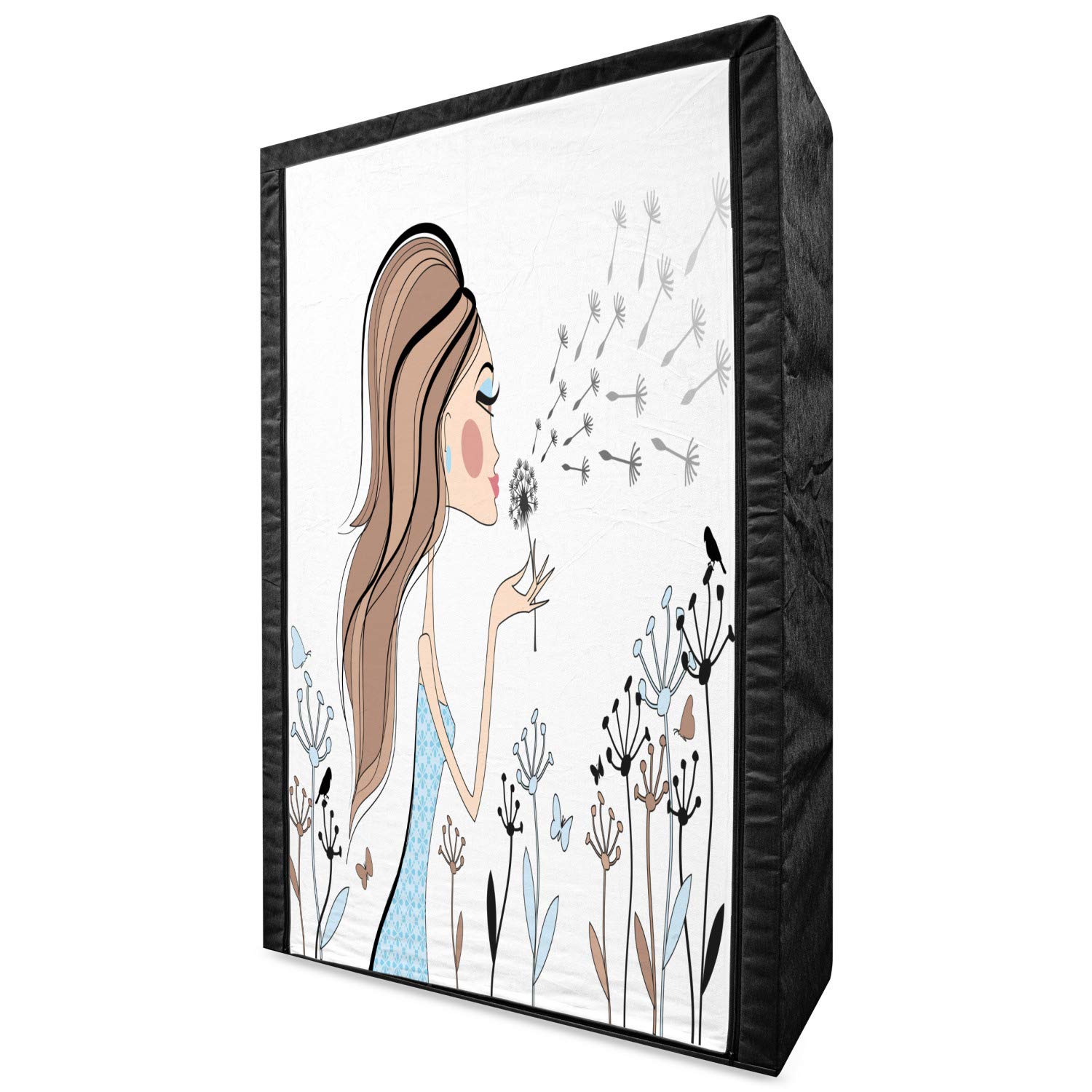 Ambesonne Retro Fabric Wardrobe - Portable Clothing Organizer with Shelves, 42.5