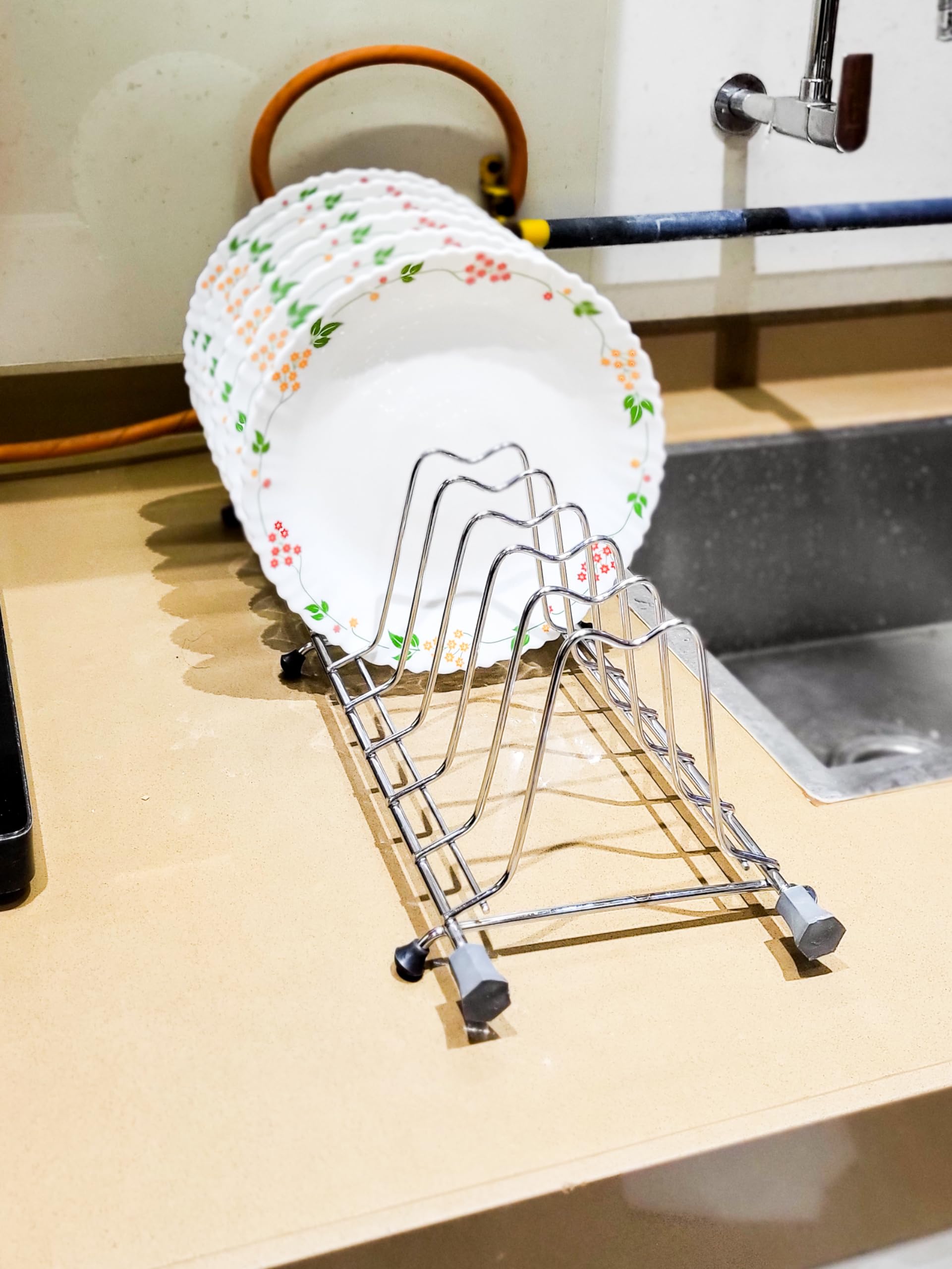 Stainless Steel Plate Rack for Kitchen Cabinet - Dish Organizer & Plate Holder - Space Saving Kitchen Storage Solution for Plates, Bowls and Cutting Boards - Perfect for Pantry, Cabinet or Countertop Organization