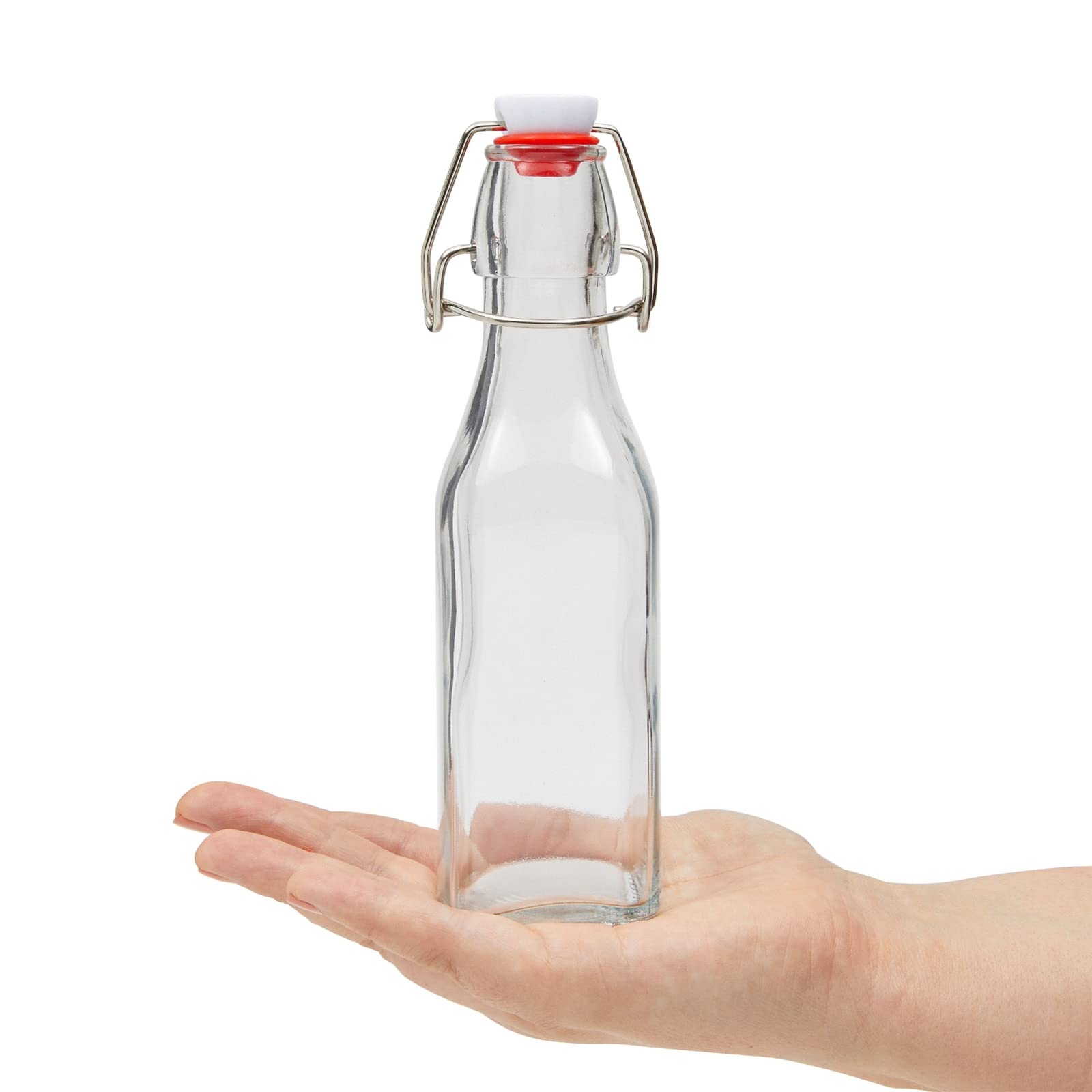 6-Pack 8oz Swing Top Glass Bottles with Airtight Stoppers & Cleaning Brush - Perfect for Hot Sauce, Vanilla Extract, Infused Oil, Syrup & Homemade Kombucha - Ideal for Kitchen Storage, DIY Gifts & Home Brewing