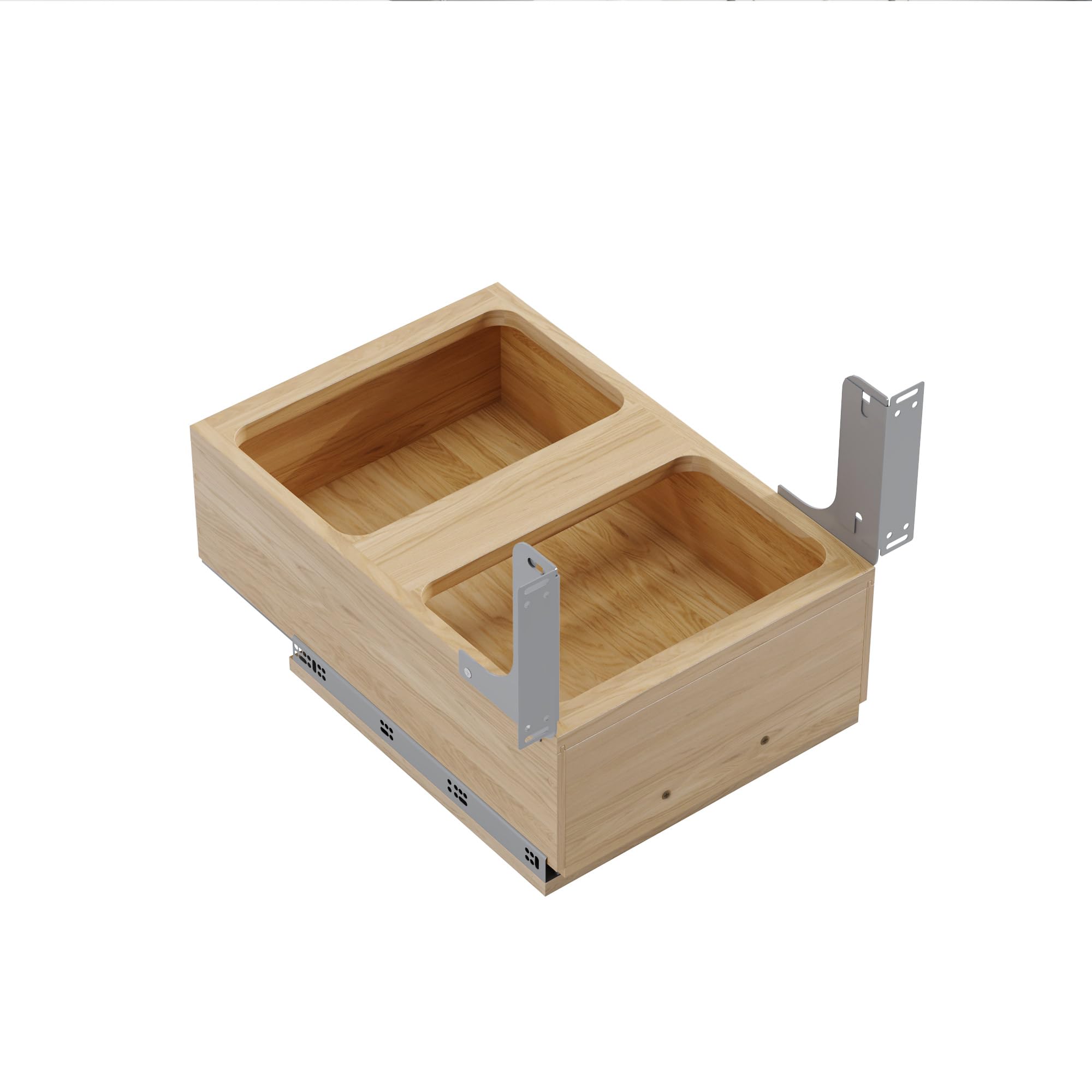 Dowell B18 Wood Base Pull-Out Trash Can Organizer with Two 35-Quart Plastic Bins (4008 0218 35 * 2) - Perfect for Kitchen Cabinet Storage & Waste Management