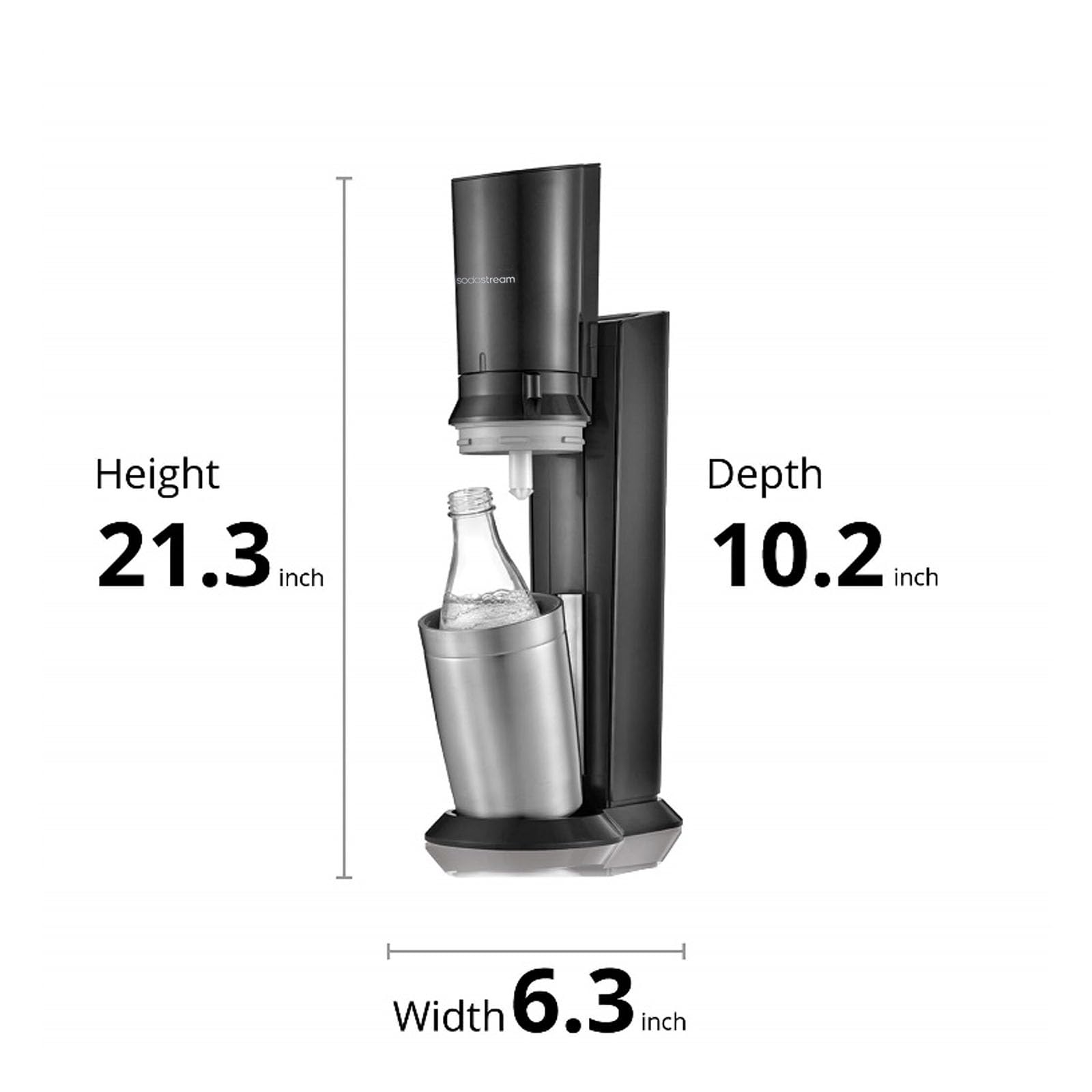 SodaStream Aqua Fizz Sparkling Water Maker Starter Kit with Glass Carbonator & CQC CO2 System - Includes 2 Elegant Glass Carafes, 1 CO2 Cylinder | Dishwasher Safe | Black | Perfect for Home, Office & Parties