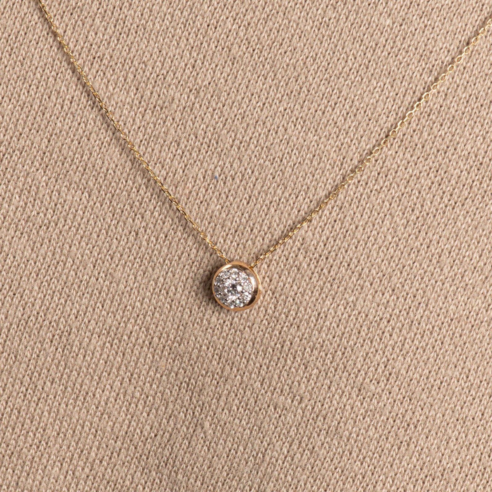 10k Yellow Gold Round Diamond Illusion Necklace for Women - Elegant Solitaire Pendant Jewelry Gift for Anniversary, Valentine's Day & Special Occasions