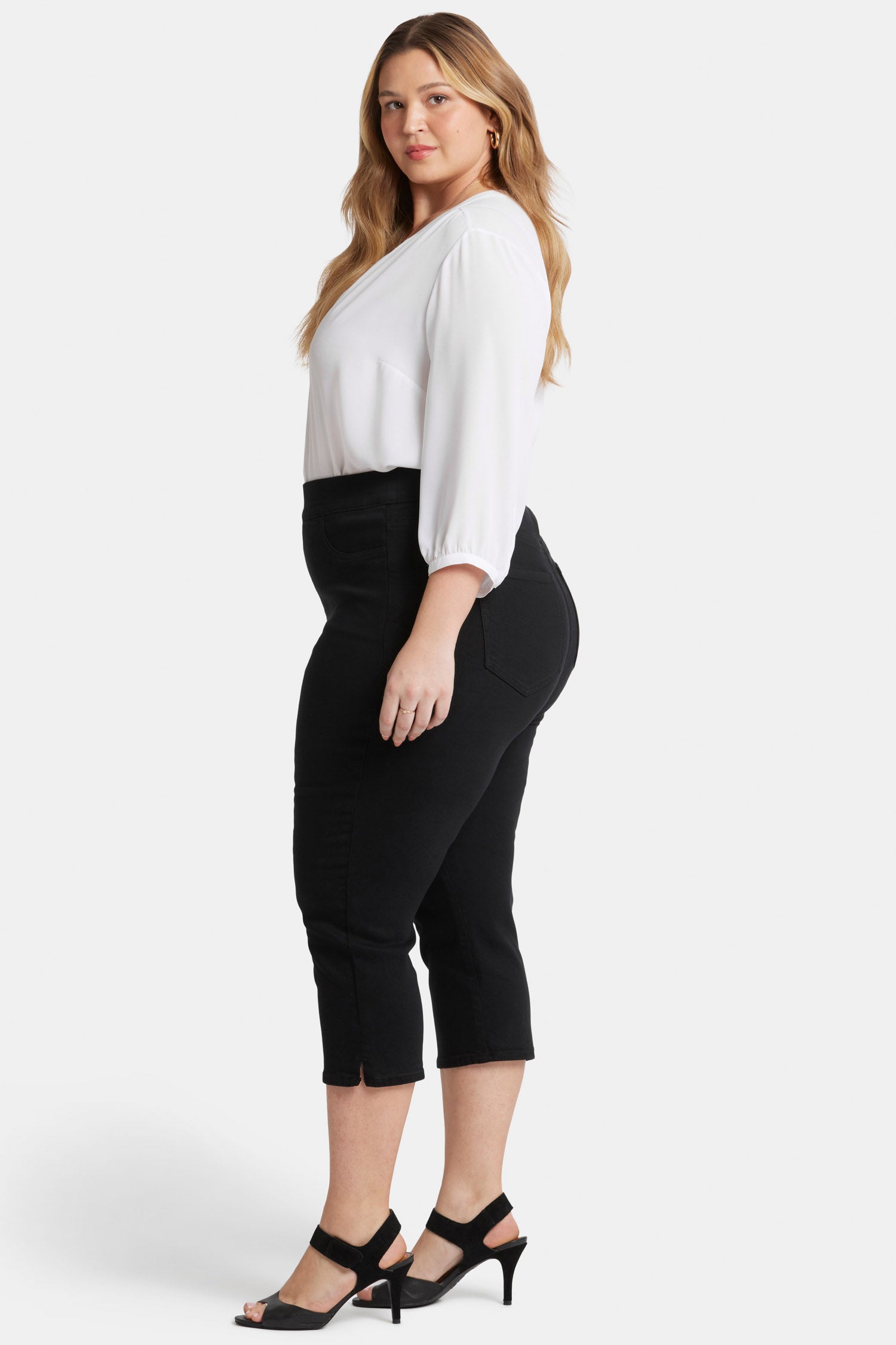 Dakota Crop Pull On Jeans for Women - Plus Size Overdye Black Stretch Denim Pants | Comfortable Casual Wear for Everyday Outfits & Work