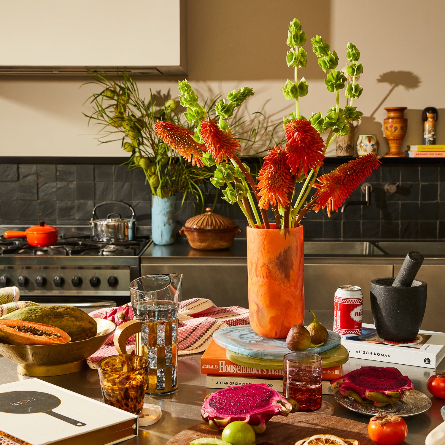 Kalinda Vase - Handcrafted Ceramic Home Decor in Persimmon Orange | Perfect for Living Room, Dining Table & Wedding Centerpieces
