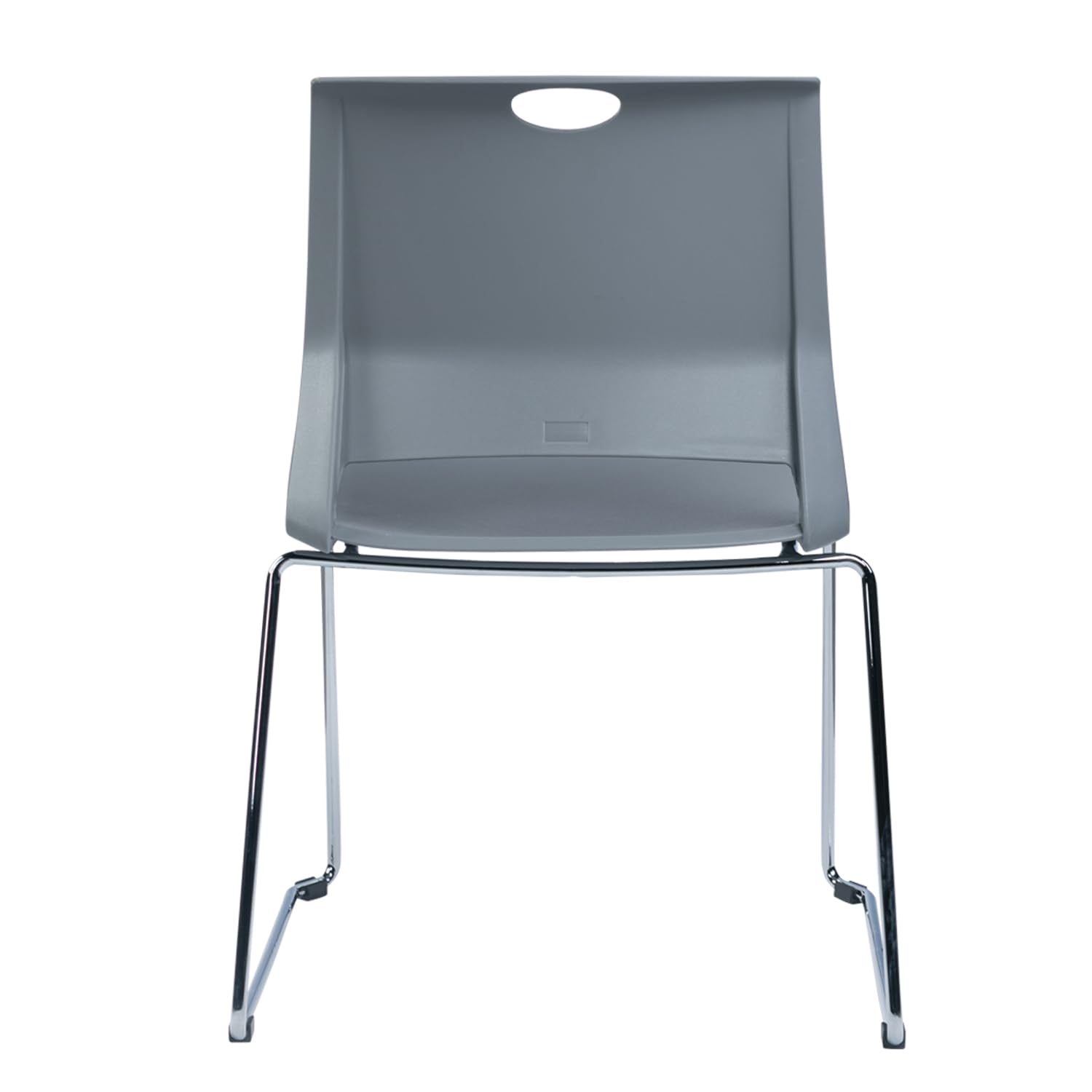 FULONG Stackable Guest Chairs Set of 4 - Armless Plastic Seat Stacking Chairs with Sturdy Metal Frame for Waiting Room, Office, Conference & Events - Gray