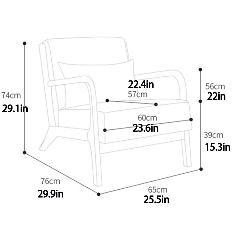 Mid-Century Modern Leather Accent Chair with Wooden Frame & Upholstered Backrest - Elegant Lounge Chair for Living Room, Bedroom, Office & Apartment (Light Grey) - Perfect for Reading, Relaxing & Home Decor
