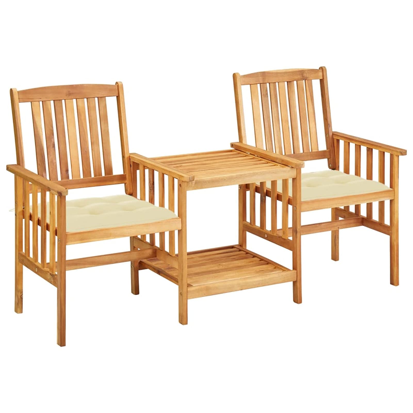 **Stackable Outdoor Patio Chairs Set - Folding Acacia Wood Patio Furniture with Tea Table & Cushions - Perfect for Garden, Poolside, and Backyard Relaxation**
