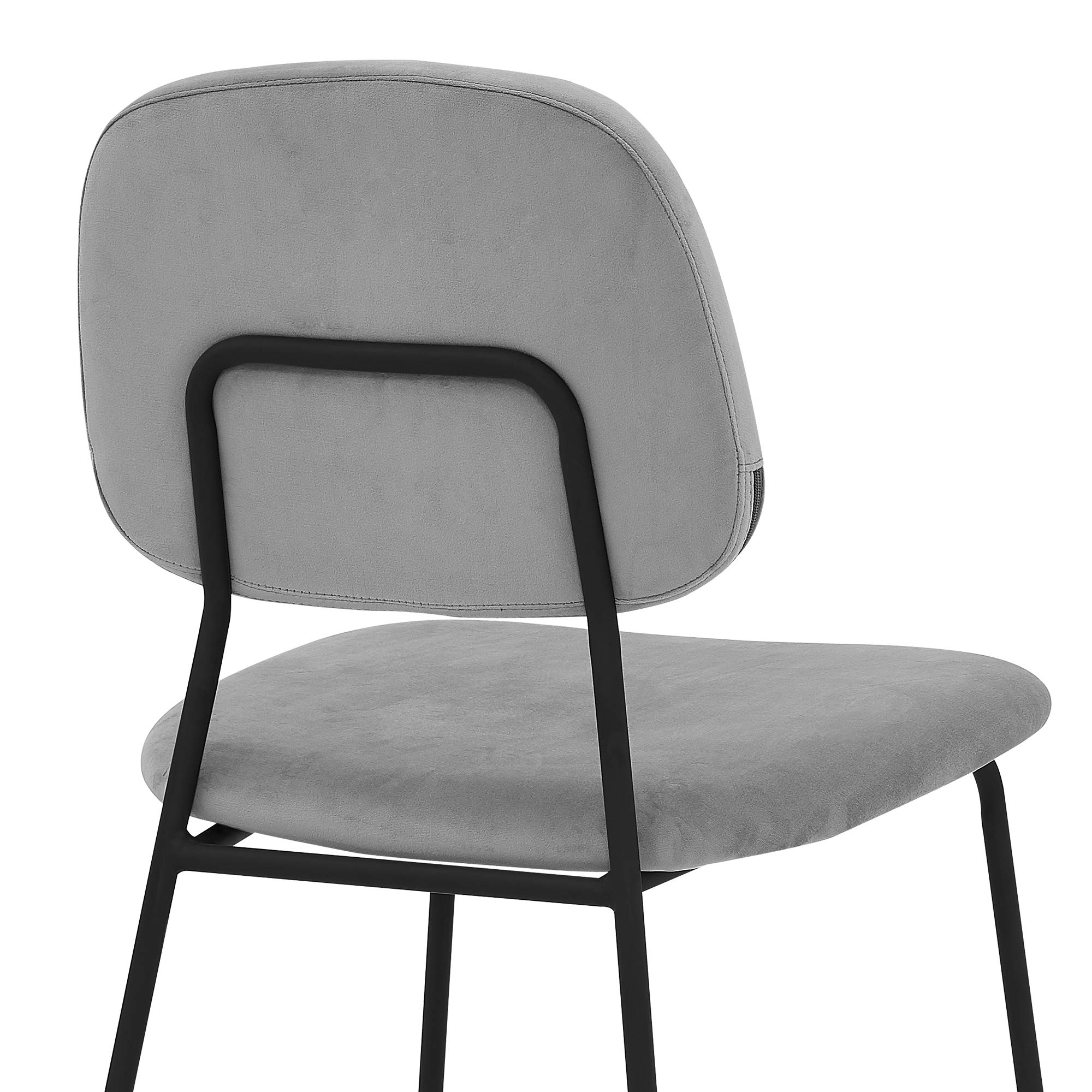 Armen Living Lucy Modern Dining Room Chairs Set of 2 - Grey Velvet Upholstered Side Chairs for Kitchen, Dining Table, Breakfast Nook & Home Decor