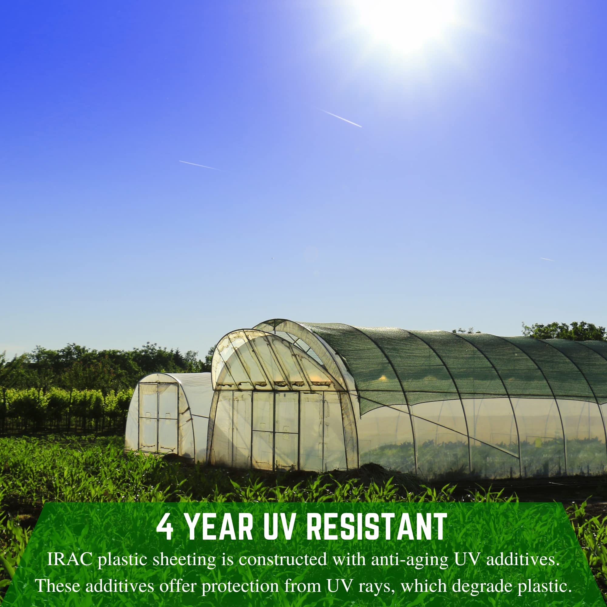 Premium Clear IRAC Greenhouse Plastic Sheeting - 6 Mil UV Resistant (50' x 20') - 4 Year Anti-Condensate Thermal Cover for Greenhouses, High Tunnels & Plant Protection - Farm Plastic Supply