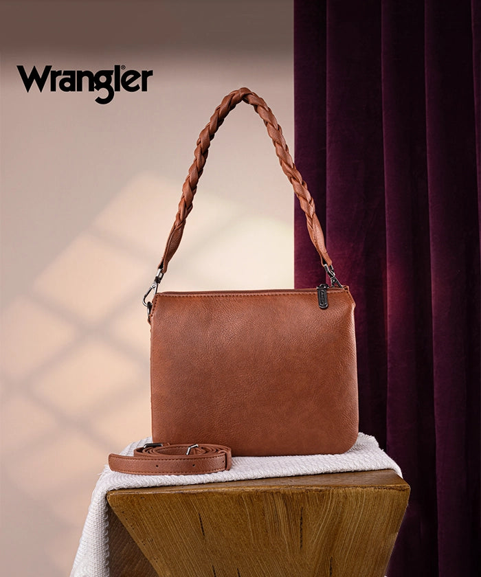 Wrangler Braided Crossbody Bag for Women - Stylish Leather Shoulder Purse with Adjustable Strap, Perfect for Travel, Shopping & Everyday Use