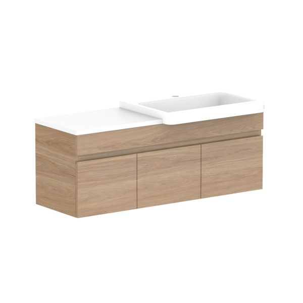 ADP Glacier Pro Semi Recessed Bathroom Vanity Set with Solid Surface Top - 24 Inch Modern Slim Cabinet for Small Spaces, Perfect for Powder Rooms and Guest Bathrooms