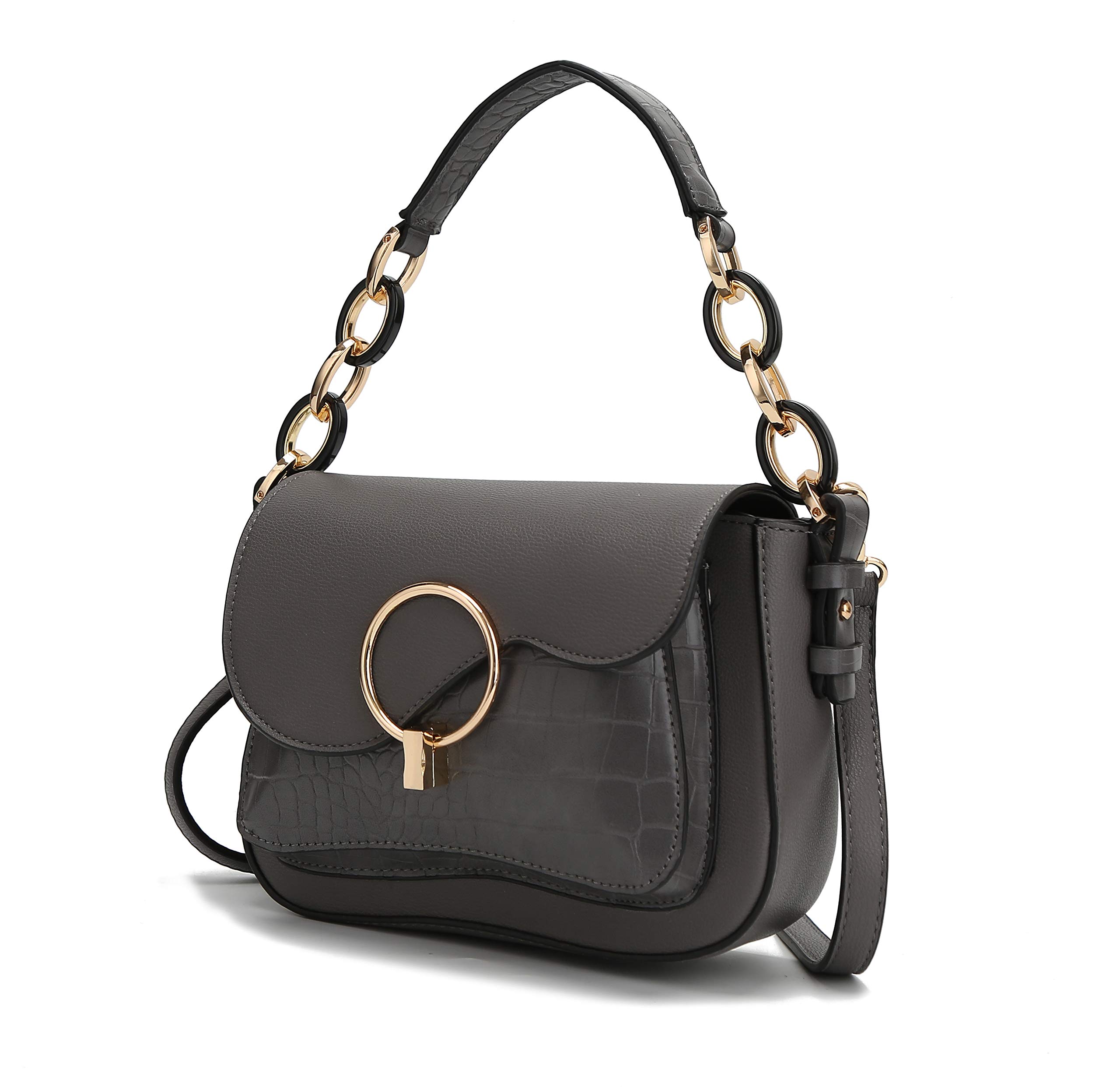 MKF Women's Crossbody Bag - PU Leather Messenger Purse with Shoulder Strap for Daily Use