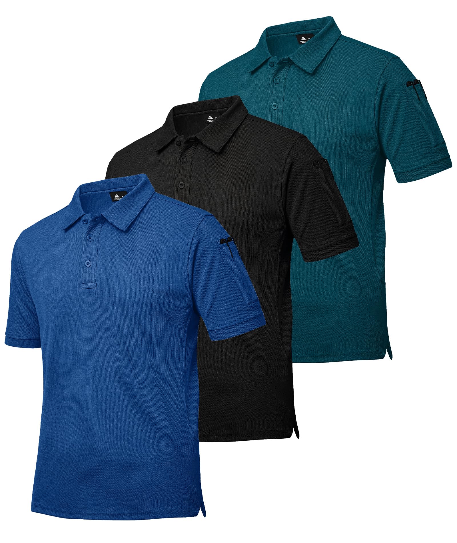 ZITY 3 Pack Men's Quick-Dry Performance Polo Shirts - Moisture Wicking Golf & Casual Short Sleeve Shirts with Chest Pocket | Perfect for Golf, Tennis, Hiking & Summer Outdoor Activities